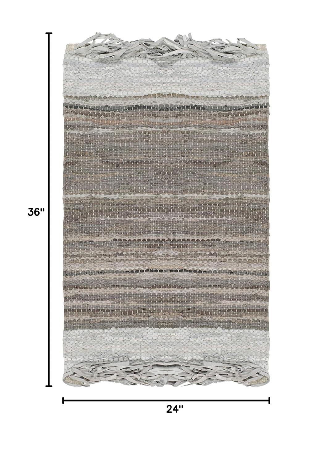 Vintage Leather VTL310 Hand Woven Indoor Accent Rug - Light Grey/Taupe - 2'x3' - Safavieh