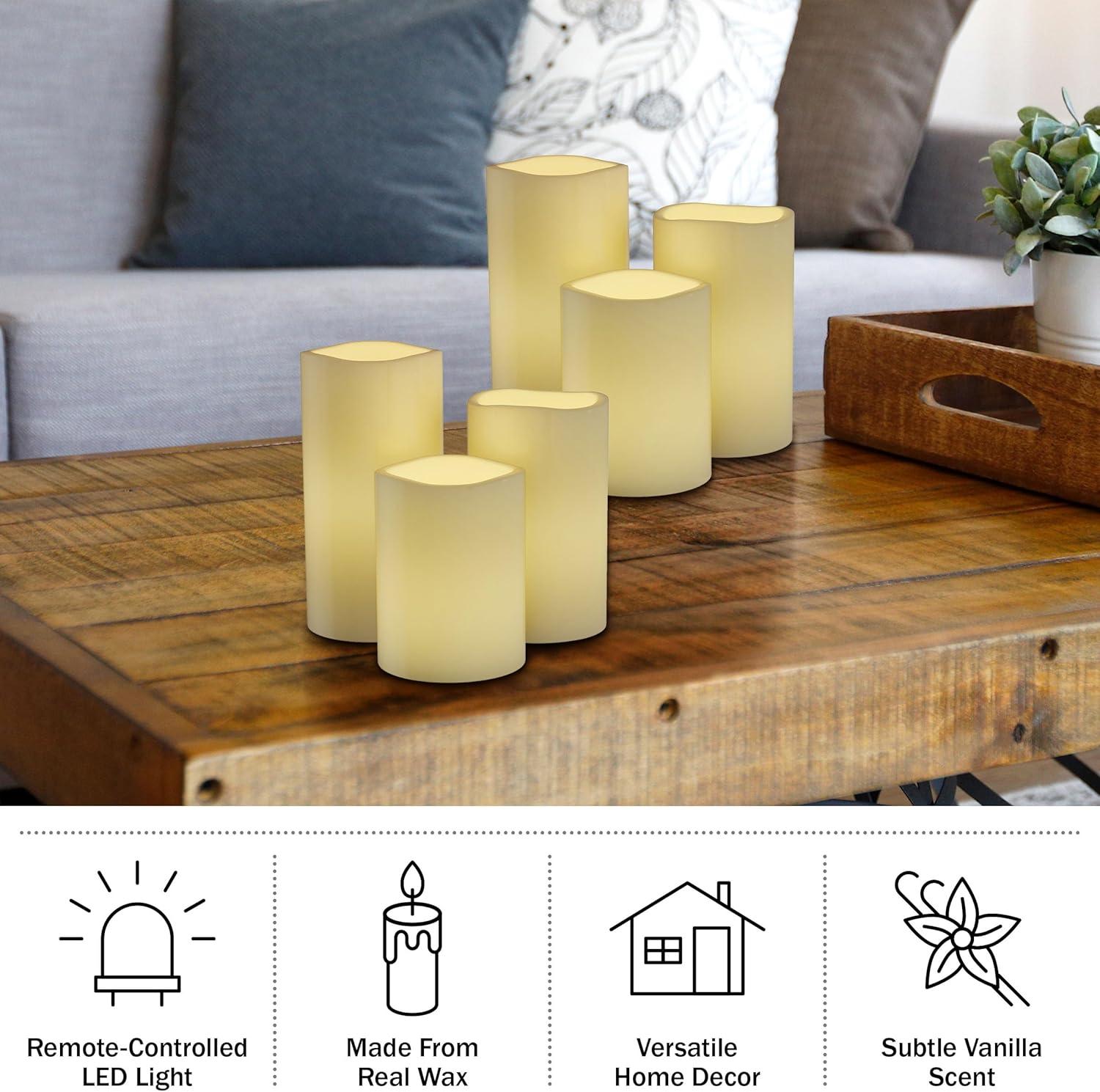 Flameless LED Candles – 6-Piece Remote Controlled Flameless Candle Set for Home, Wedding, Bridal Shower, and Christmas decor by Lavish Home