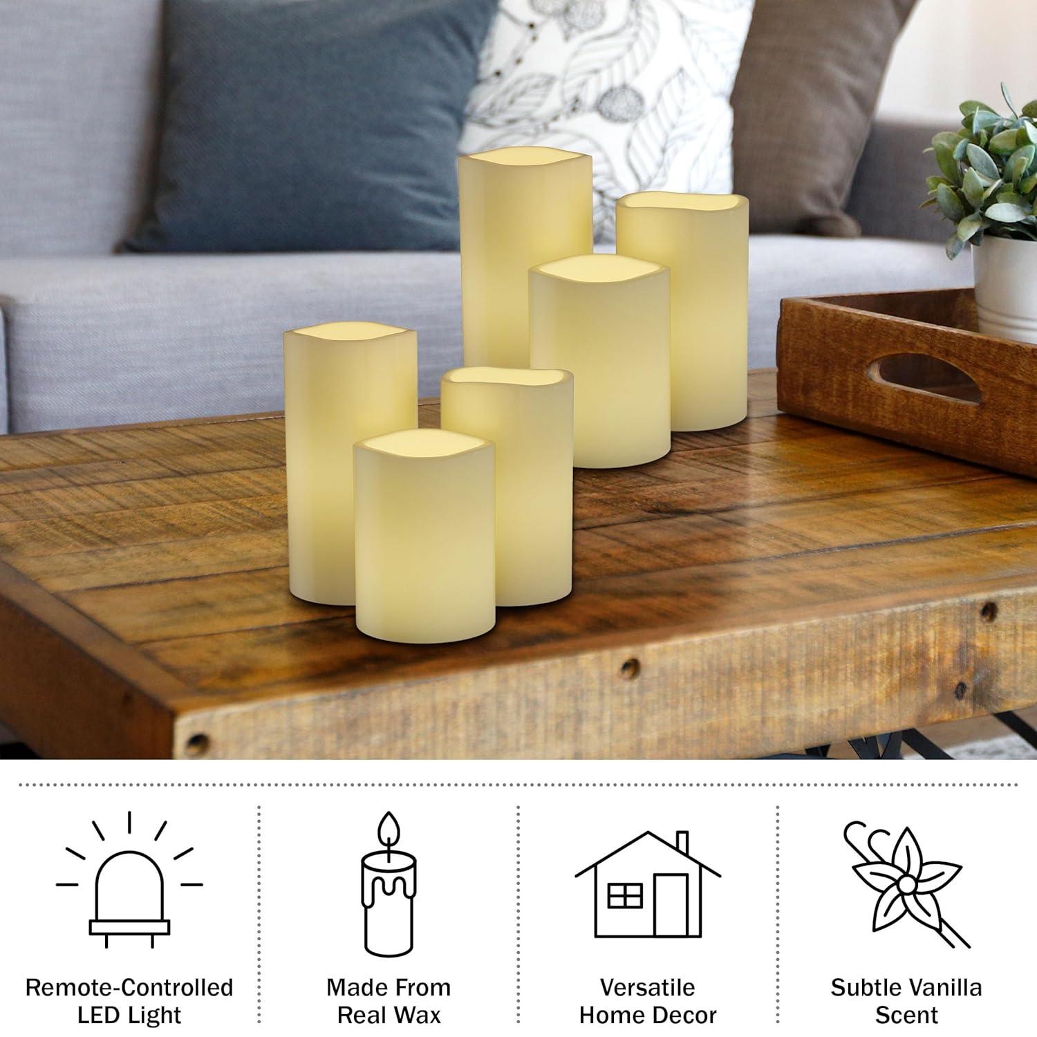 Flameless LED Candles – 6-Piece Remote Controlled Flameless Candle Set for Home, Wedding, Bridal Shower, and Christmas decor by Lavish Home