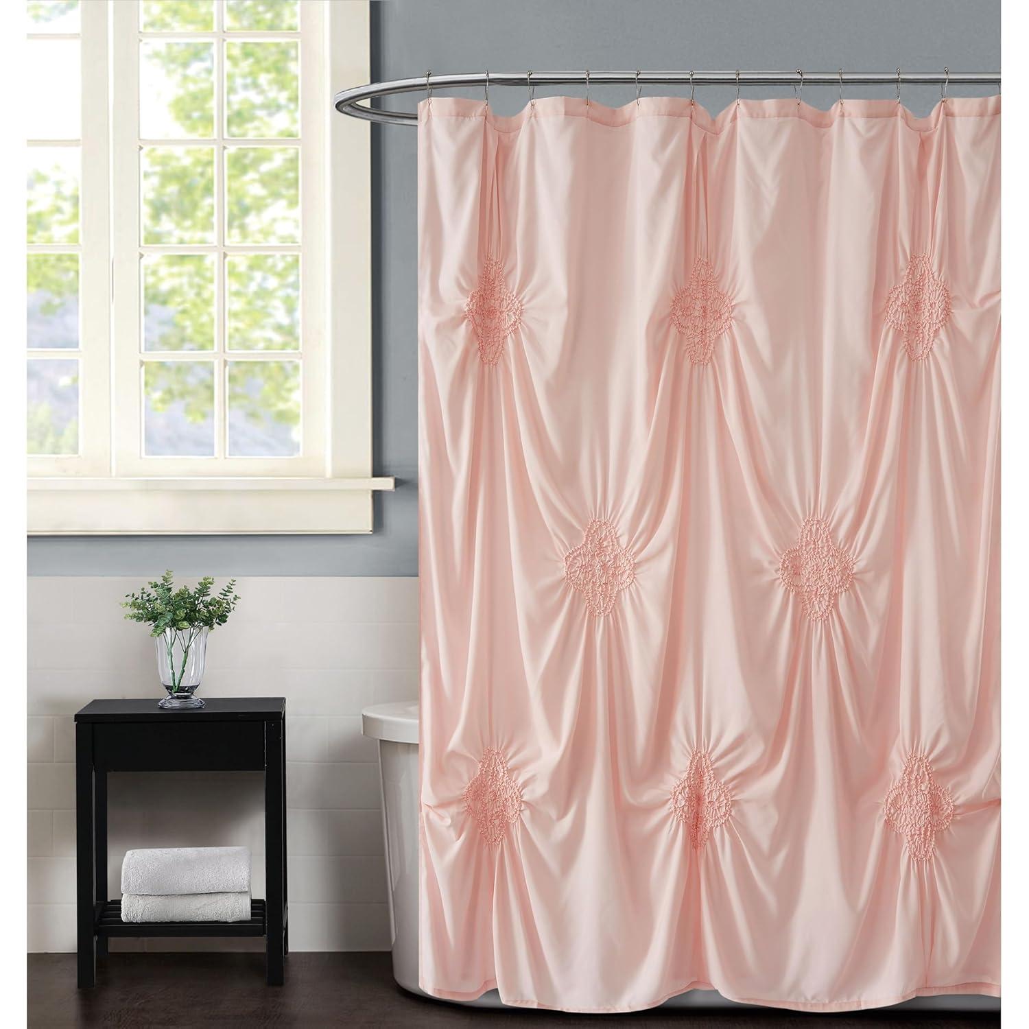 Christian Siriano Christian Siriano NY Georgia Rouched Shower Curtain – Elegant Texture & Timeless Style