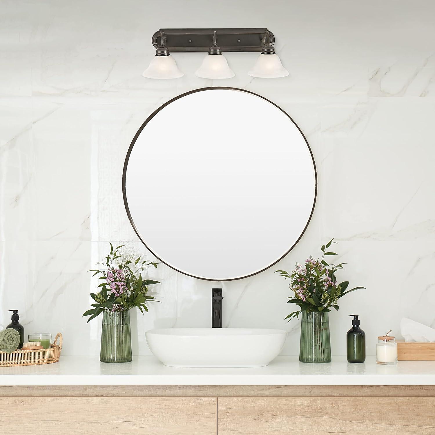 Millbridge Oil-Rubbed Bronze 3-Light Vanity with Alabaster Glass