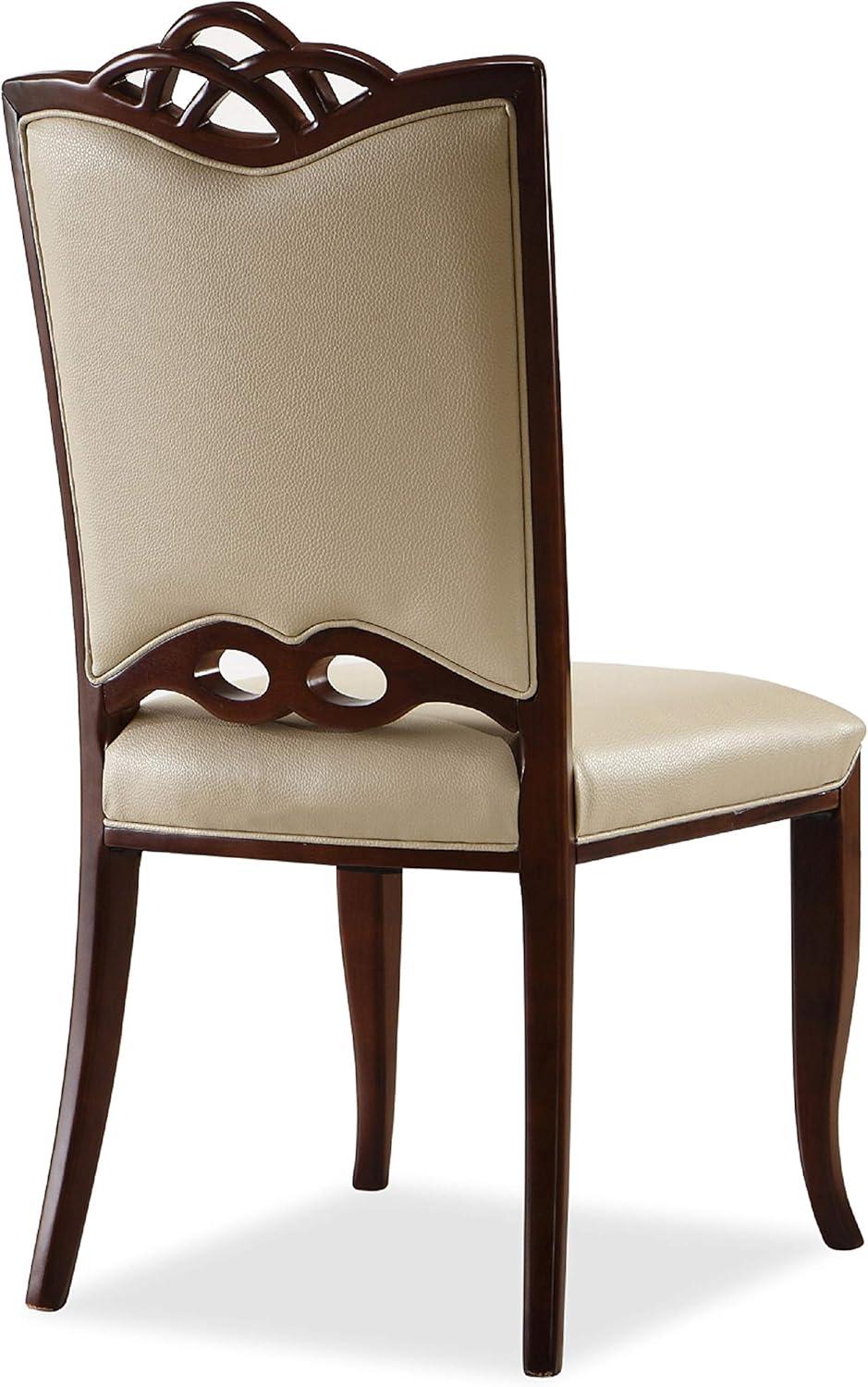 Manhattan Comfort Set of 2 Regent Faux Leather Dining Chairs Cream - Manhattan Comfort: Beechwood Legs, Solid Back, No Assembly Required