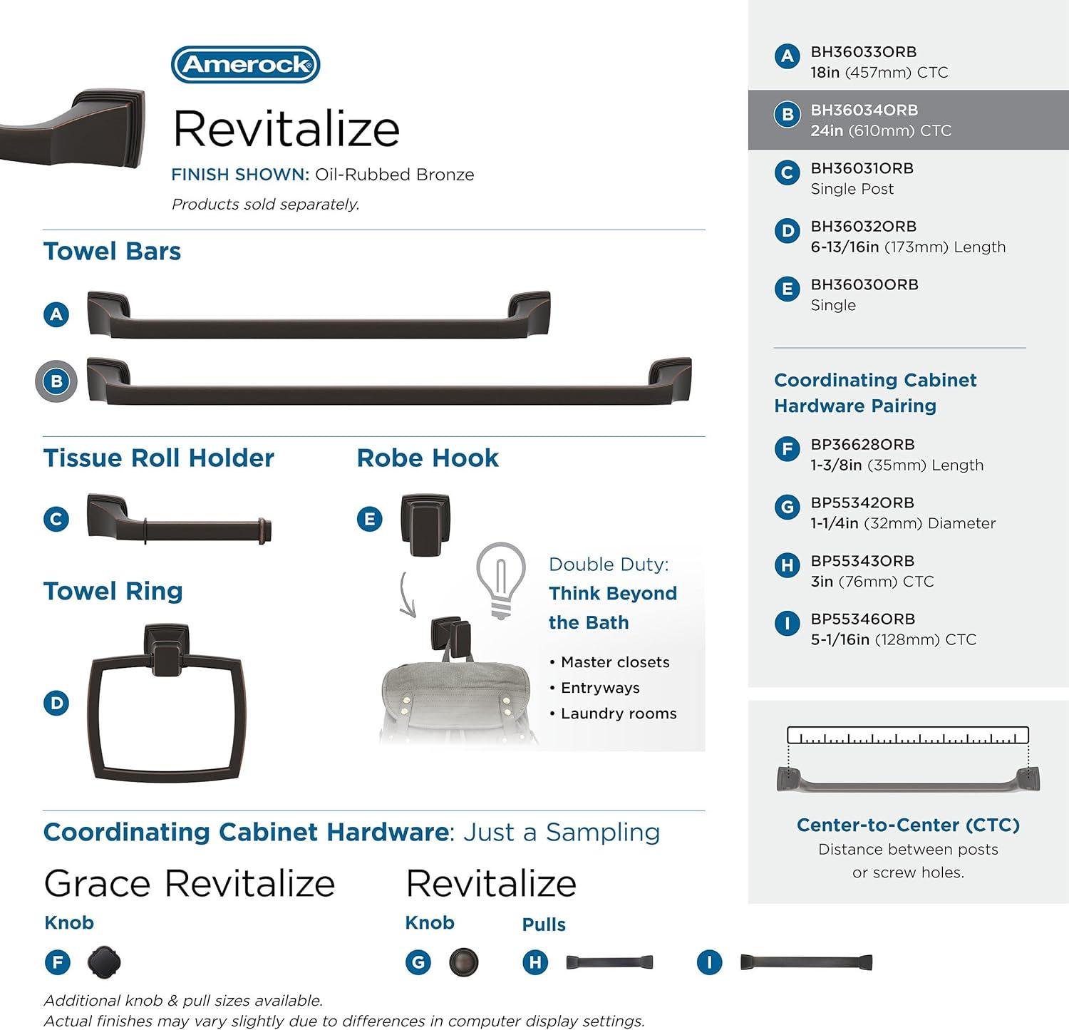 Amerock Revitalize Oil-Rubbed Bronze 24 inch (610mm) Towel Bar