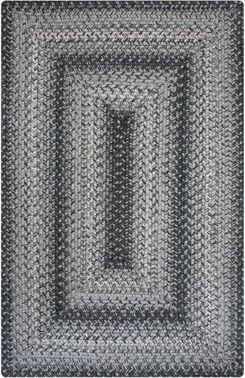 Homespice Flint Hill Gray Rectangular Braided Rugs 27x45 Small Kitchen Rug for a Rustic Charm