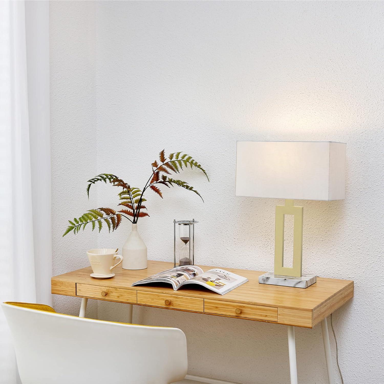 Globe Electric 20" Modern Matte Black Indoor Table Lamp with White Linen Shade