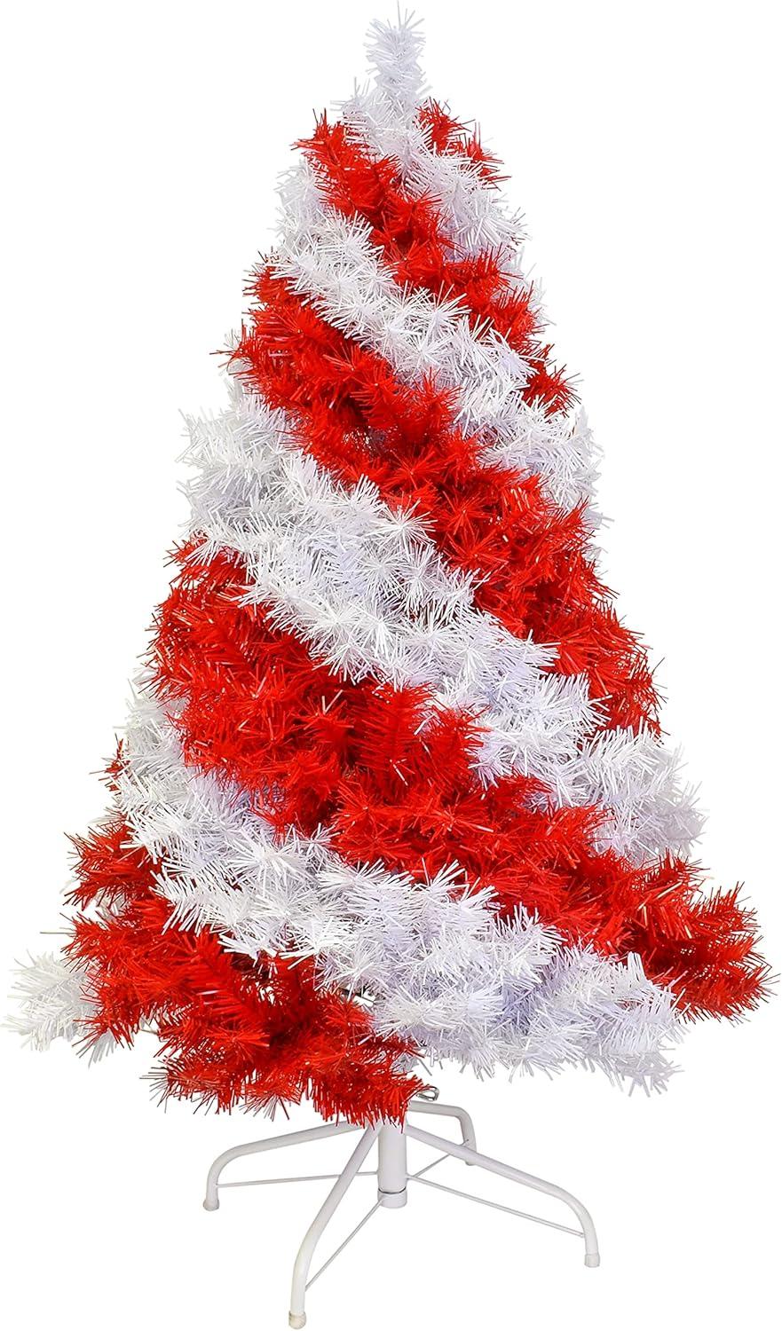 Candy Cane Red and White 4-Foot Tabletop Christmas Tree