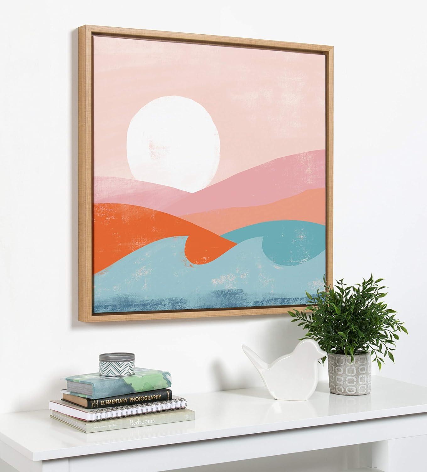 30" x 30" Sylvie Endless Summer Framed Canvas By Kate Aurelia Holloway Natural - Kate and Laurel: Modern Beach Scene Wall Decor