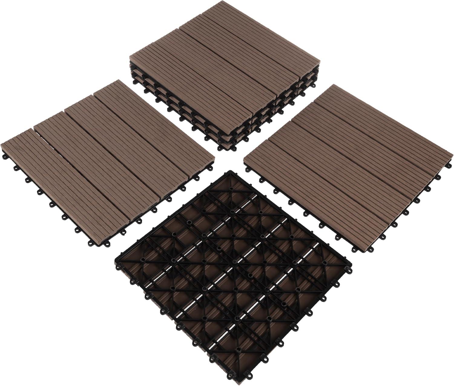 Pure Garden 11.63" x 11.63" Interlocking Deck Tile - Patio Tiles (Set of 30)