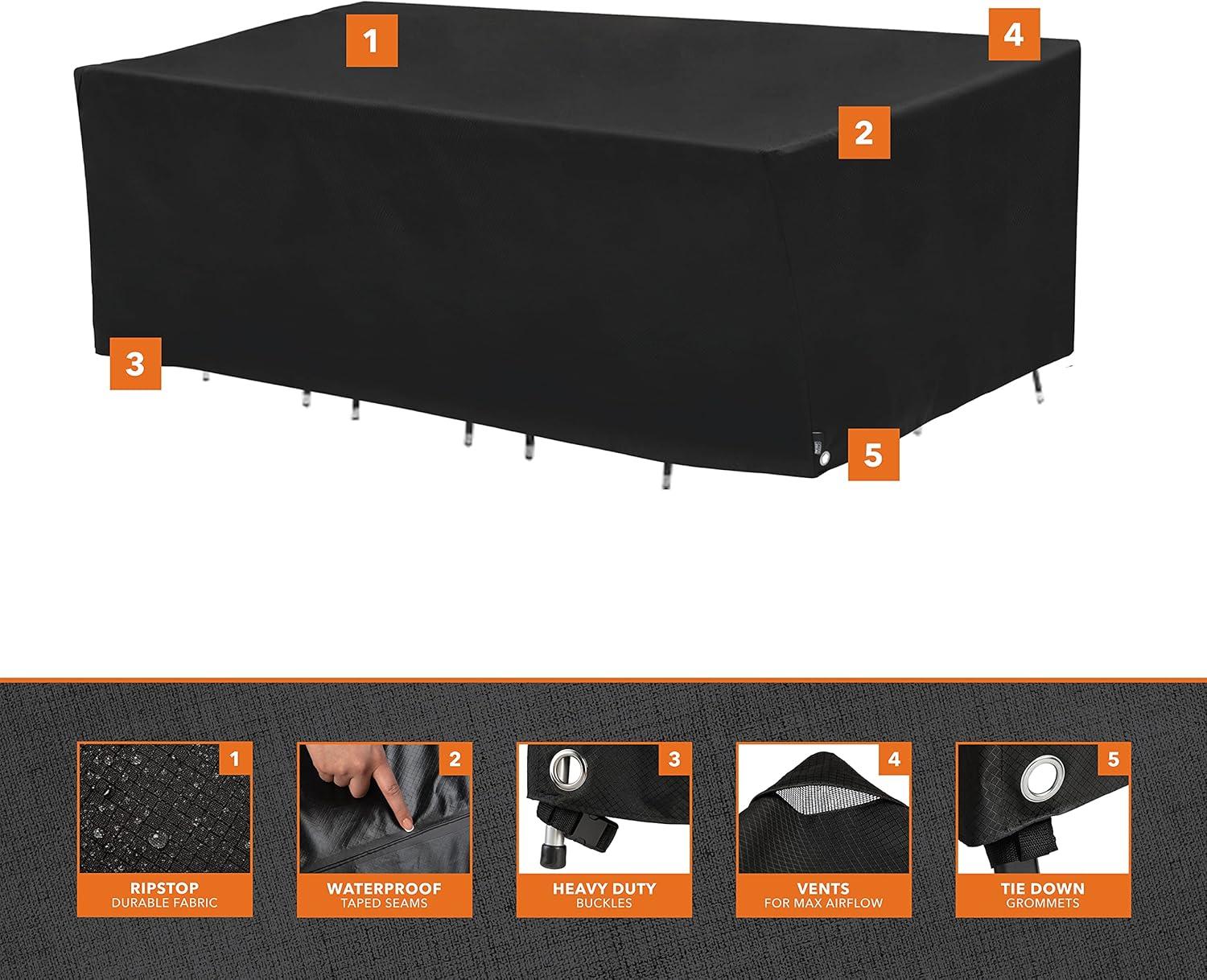 Modern Leisure Black Diamond Waterproof Oval Patio Table & Chair Set Cover, 108"L x 64"W x 34"H, Black