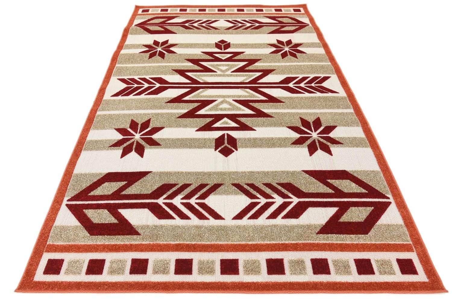 Unique Loom 5' 1 x 8' 0 Burgundy Outdoor Modern Albuquerque Area Rug
