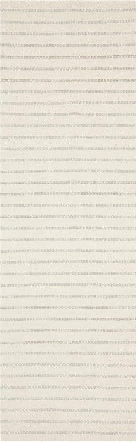 SAFAVIEH Dhurries Gina Geometric Wool Runner Rug, White, 2'6" x 6'