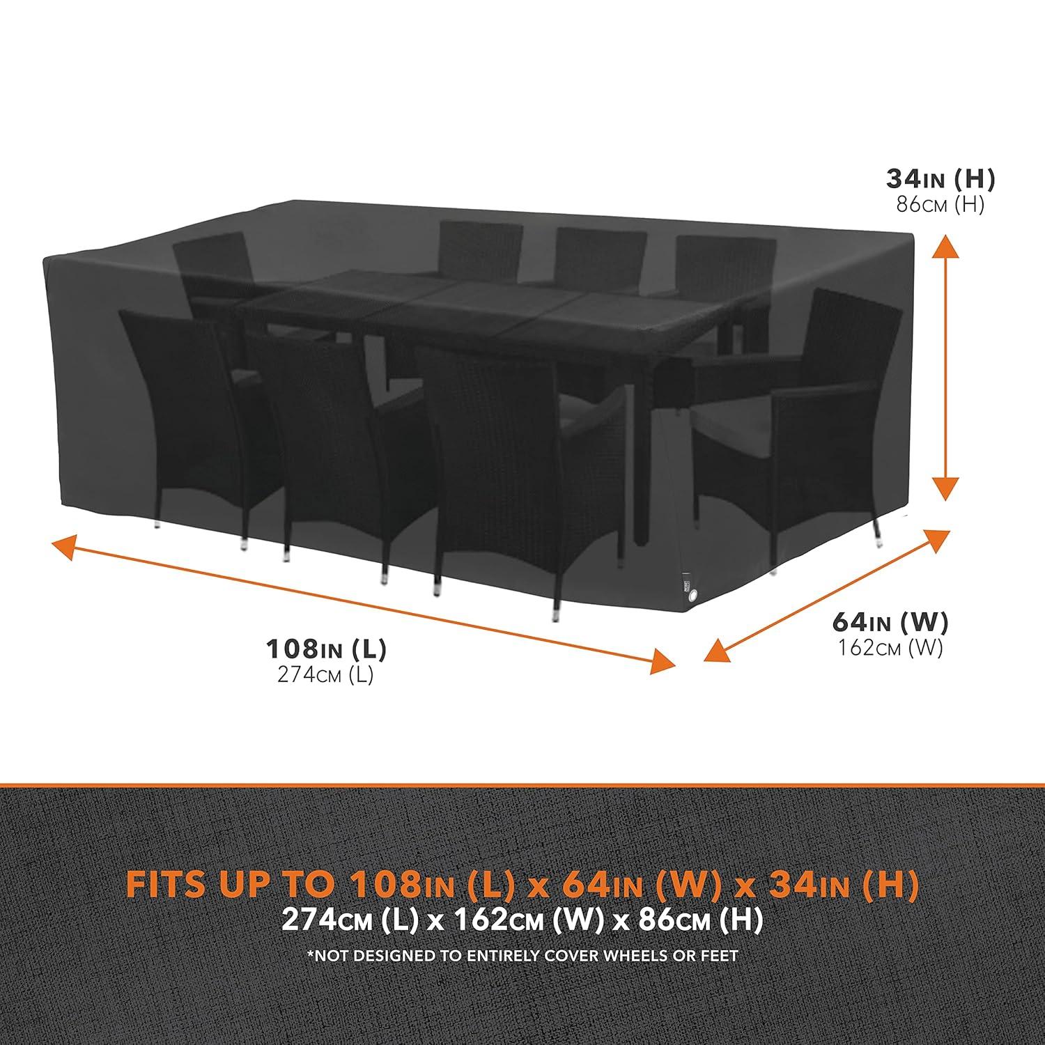 Modern Leisure Black Diamond Waterproof Oval Patio Table & Chair Set Cover, 108"L x 64"W x 34"H, Black