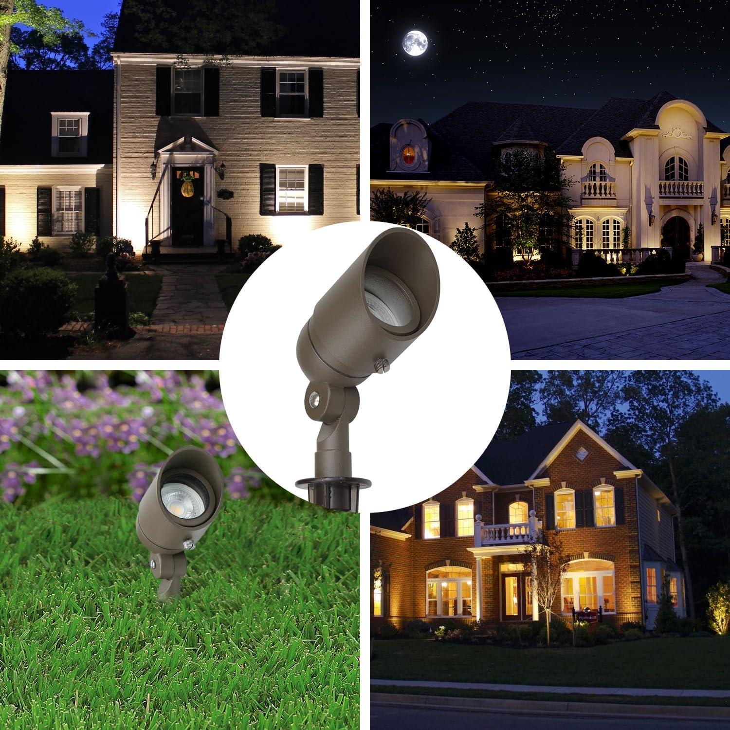 4W Landscape Spotlights (6-Pack) | Low Voltage Outdoor Spot Lights - 12V 3000K Outdoor LED Spotlight | Landscape Spotlight for House Lighting Tree Lighting | MR16 4W LED Bulb (Bronze)