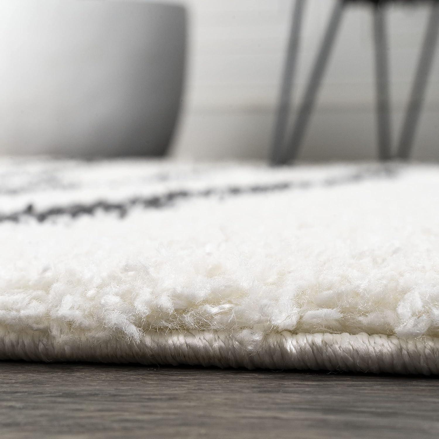 2'x10' Alaro Berber Stripe Shag Runner Rug, White - JONATHAN Y