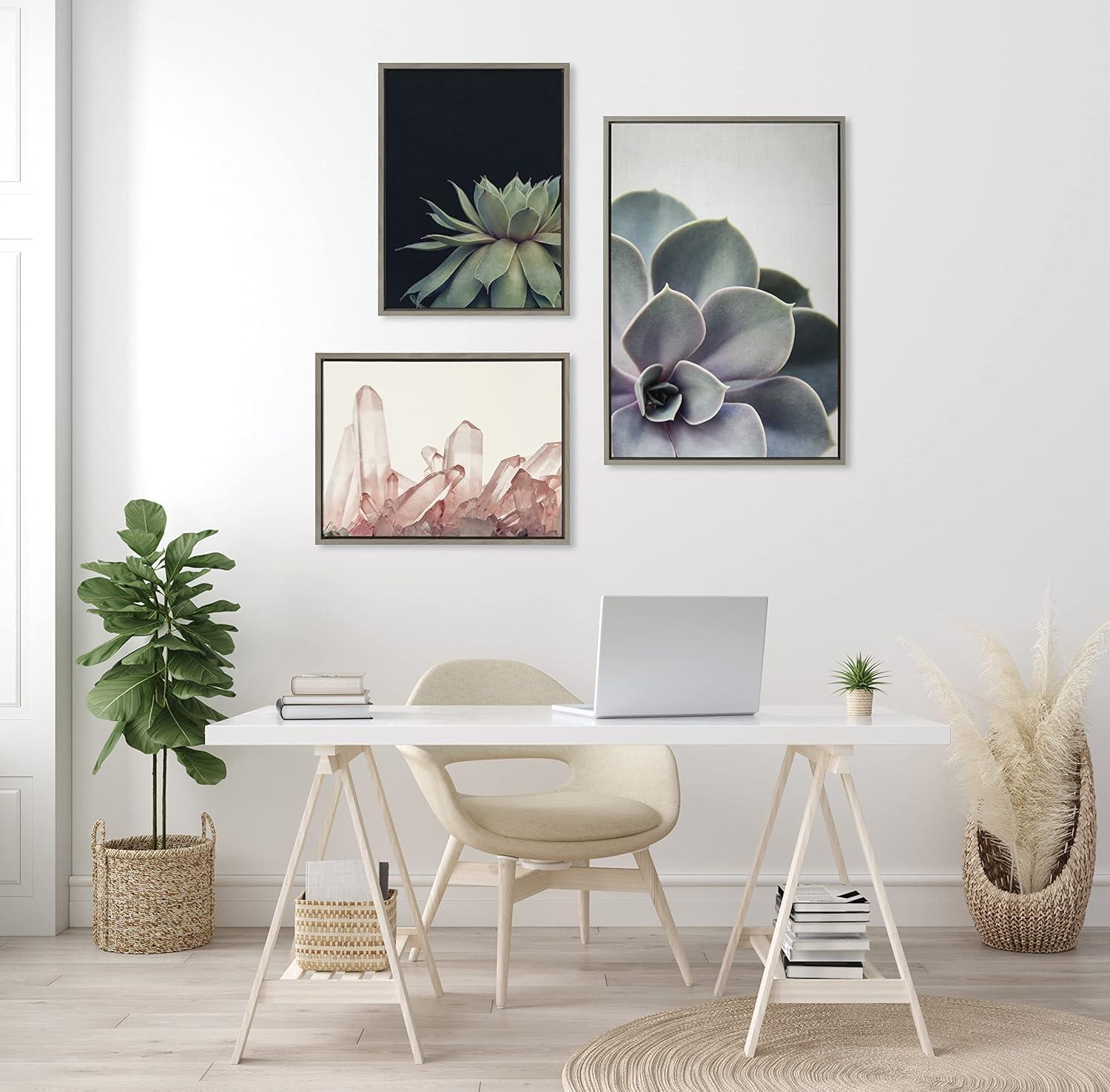 Gray Framed Succulent Canvas Wall Art, 18x24