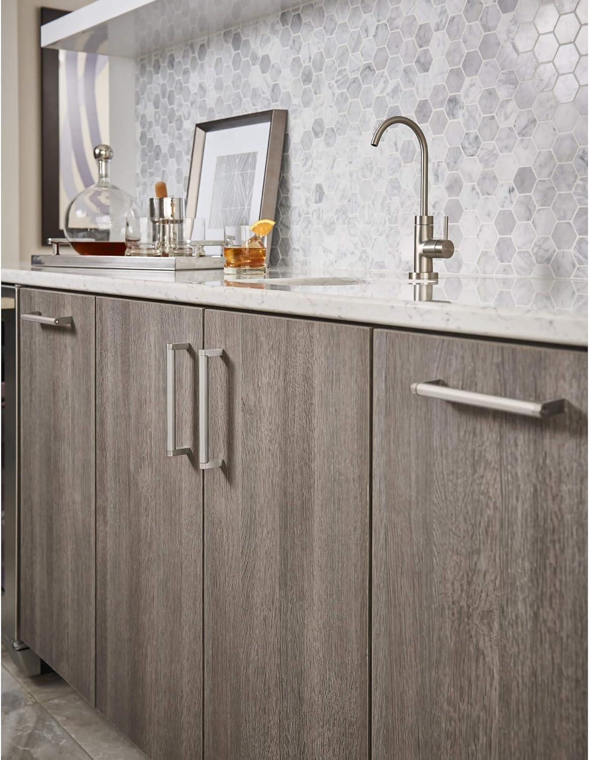 Brushed Nickel Modern Bar Pull with Mounting Hardware