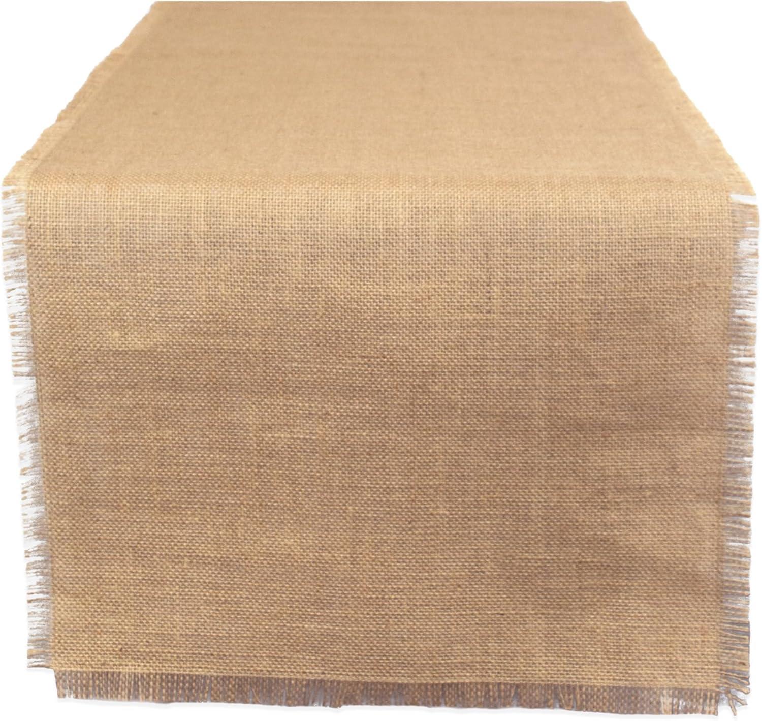 Design Imports  Jute Fringe Table Runner, Solid Natural, 15X110"