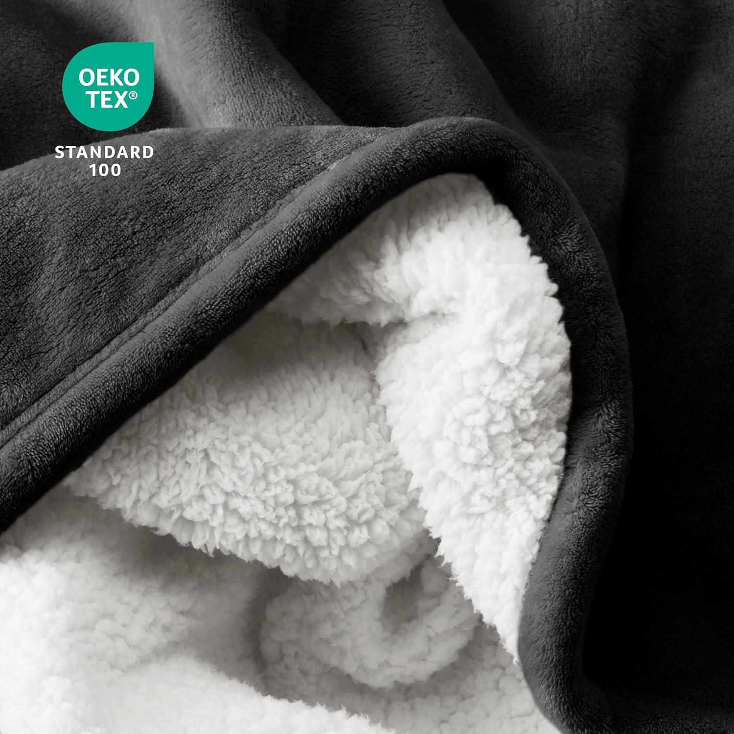 Bare Home Bare Home Printed Sherpa Fleece Blanket - Warm & Lightweight - Soft Plush Blanket - Reversible