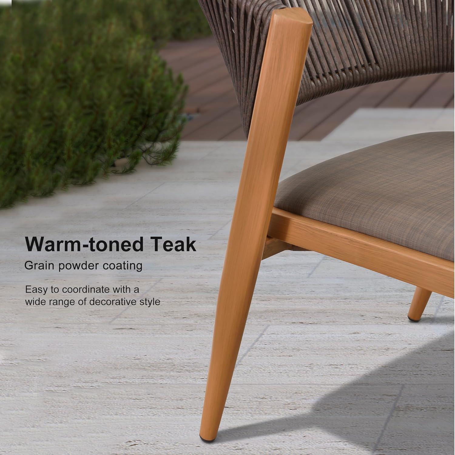 7-Piece Aluminum Wicker Dining Table and Chairs Patio Outdoor Dining Set Teak Patio Furniture Set with Cushions, Brown