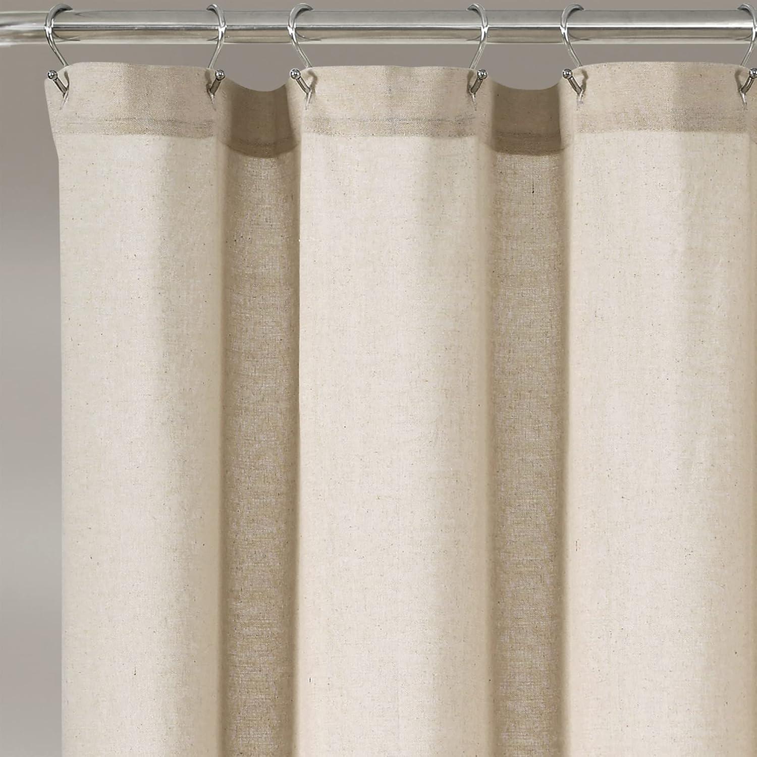 Dark Linen Cotton Shower Curtain with Button Details, 72" x 72"