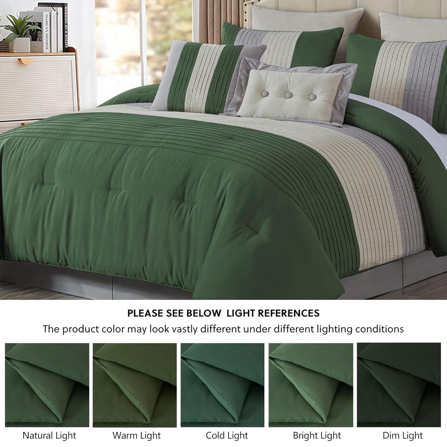 Pleated Stripe Microfiber Comforter Set