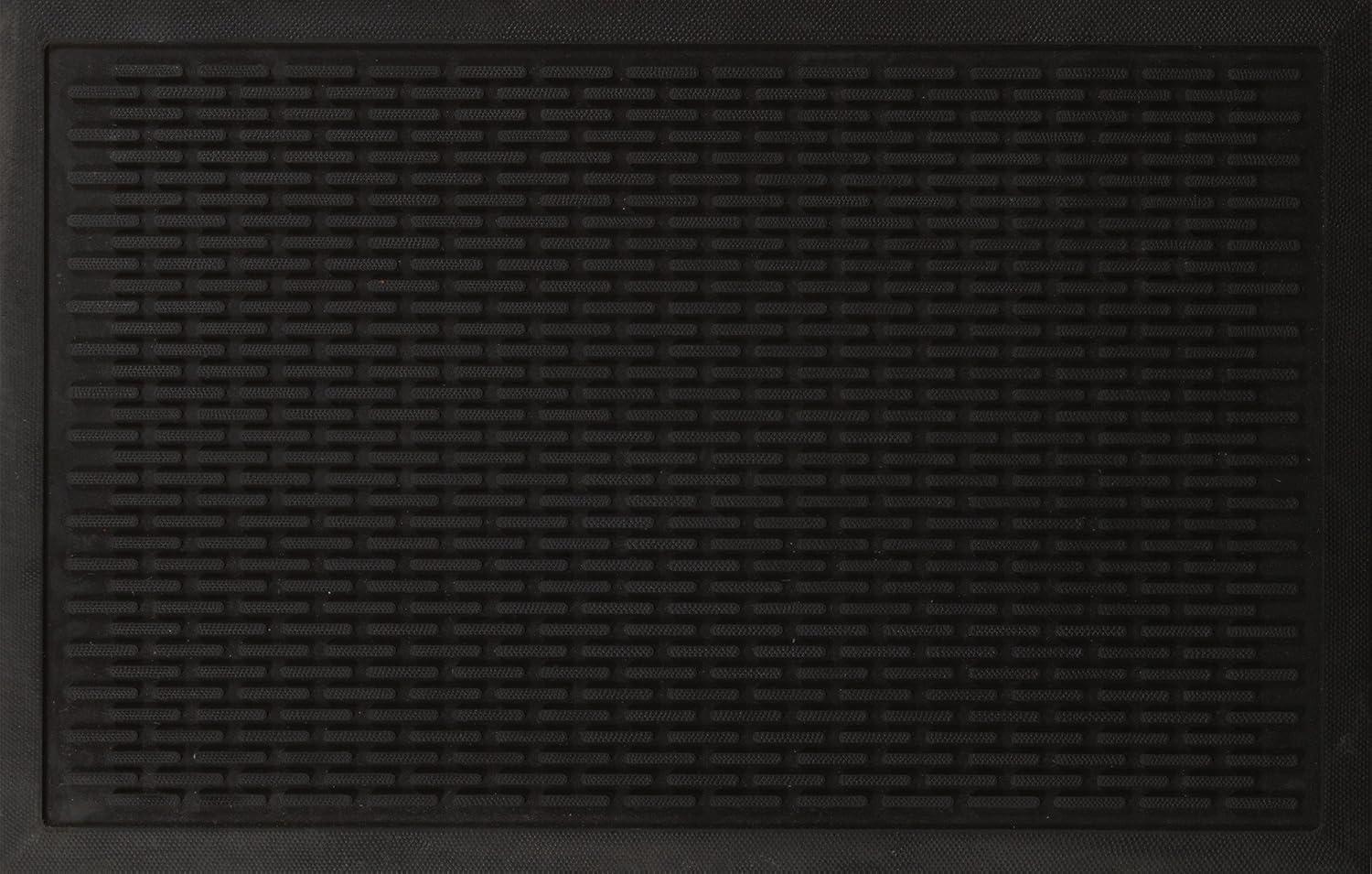 Modern Ribbed Black Rubber 24" x 36" Indoor/Outdoor Doormat