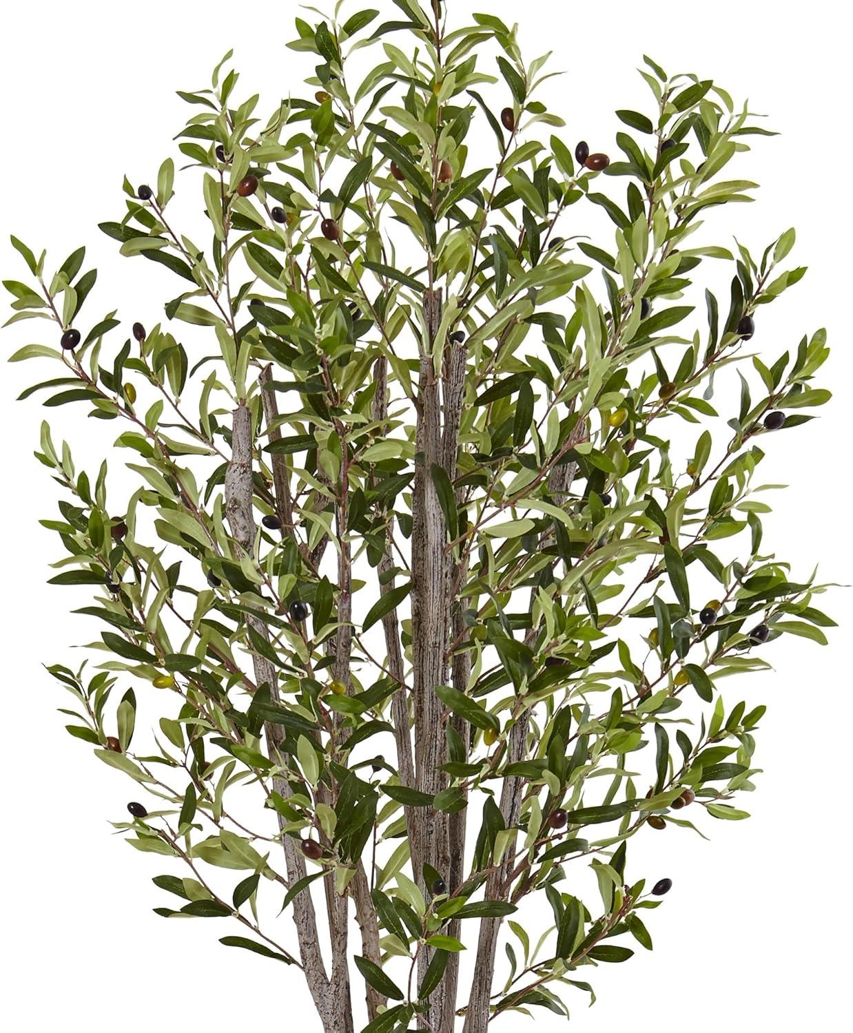 72" Artificial Olive Tree in Stone Planter - Nearly Natural: Indoor Faux Plant, No Maintenance Required