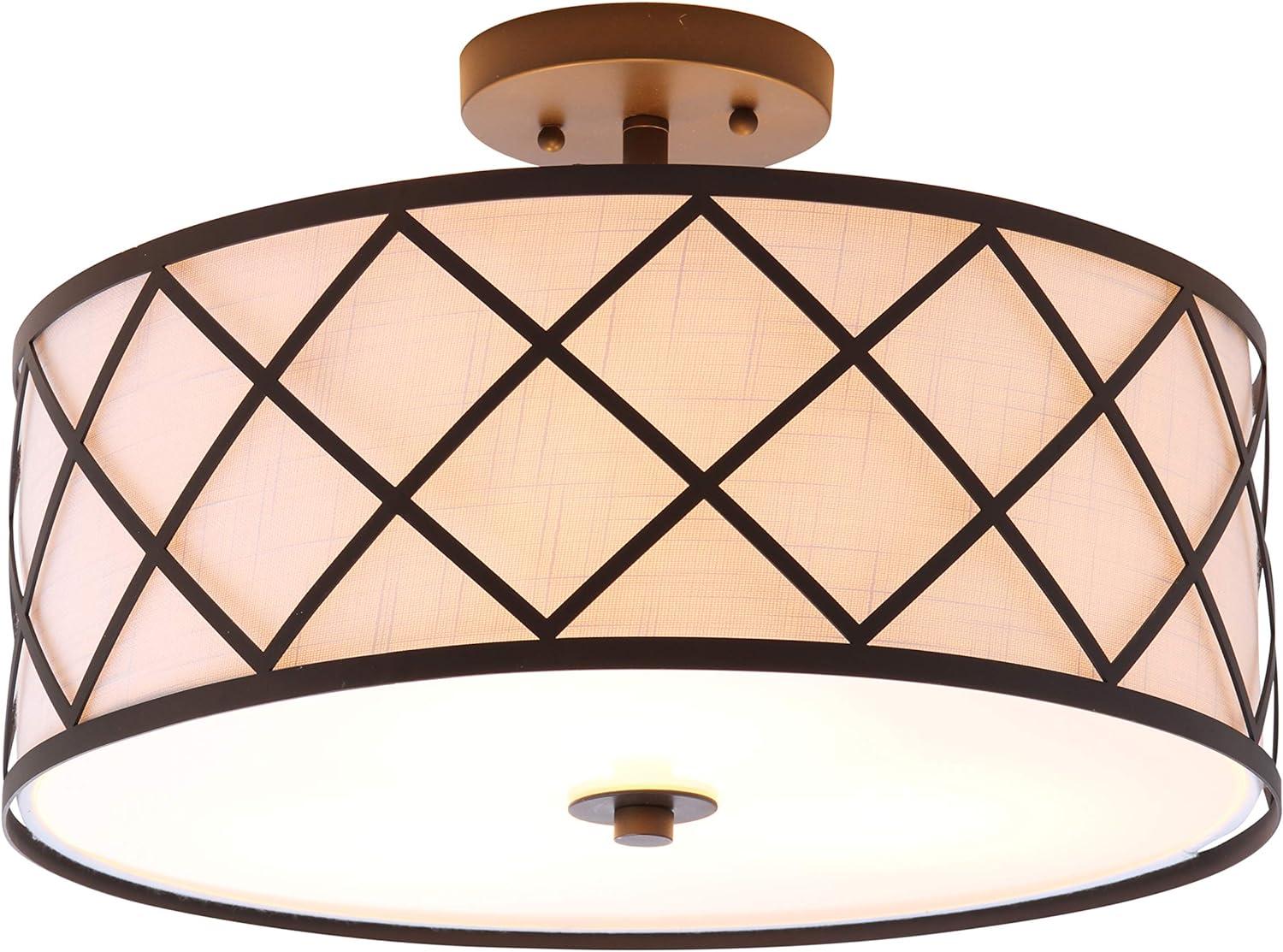 JONATHAN Y Link Metal LED Flush Mount, by JONATHAN  Y Oil Rubbed Bronze 3 16.75" Oil Rubbed Bronze