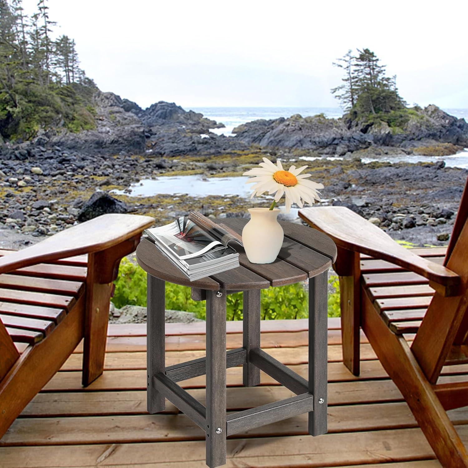 WestinTrends All-Weather Outdoor Patio Round Poly Adirondack Side Table, Orange