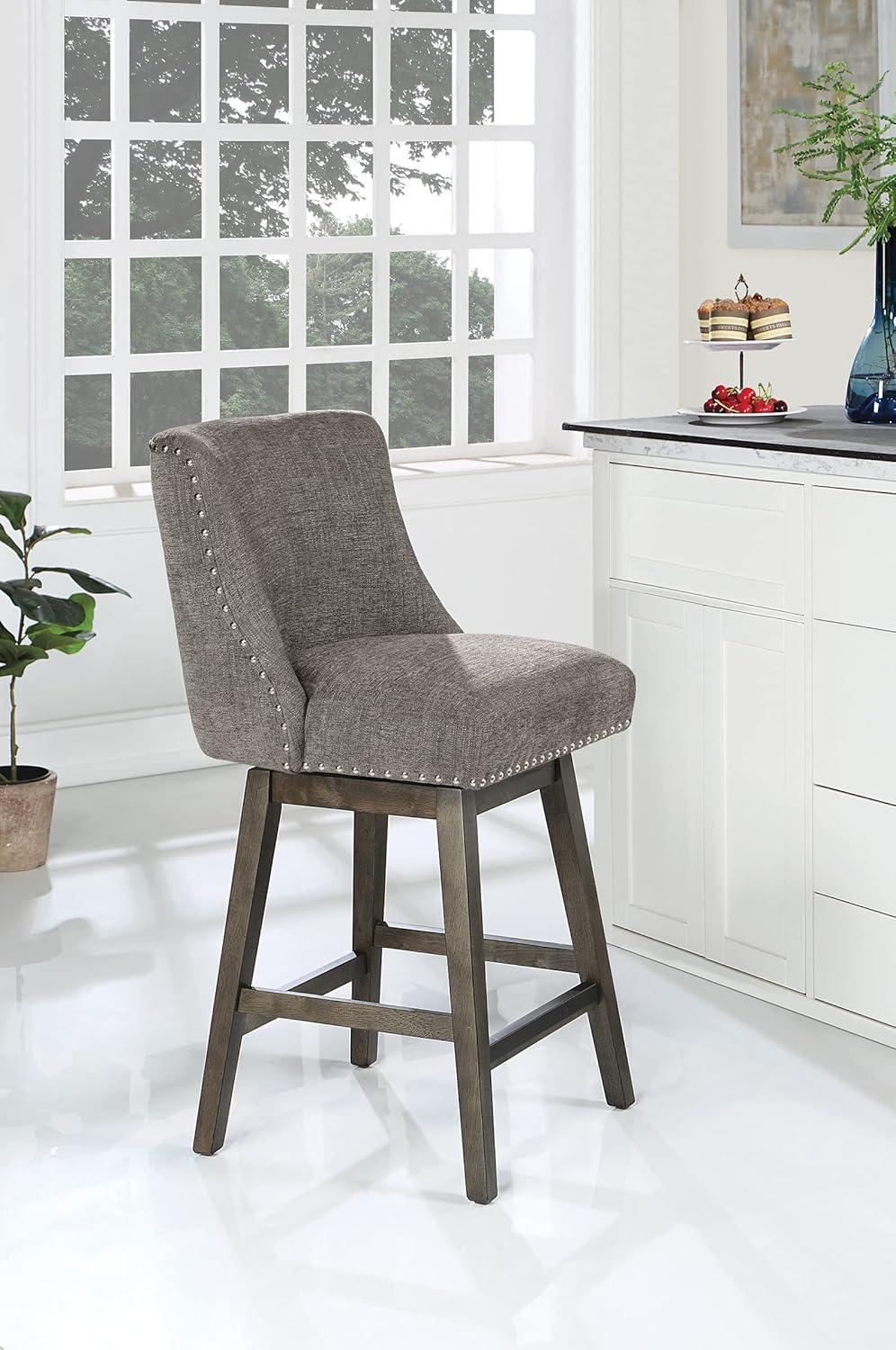 Granville Swivel Upholstered Counter Stool with Solid Wood Frame