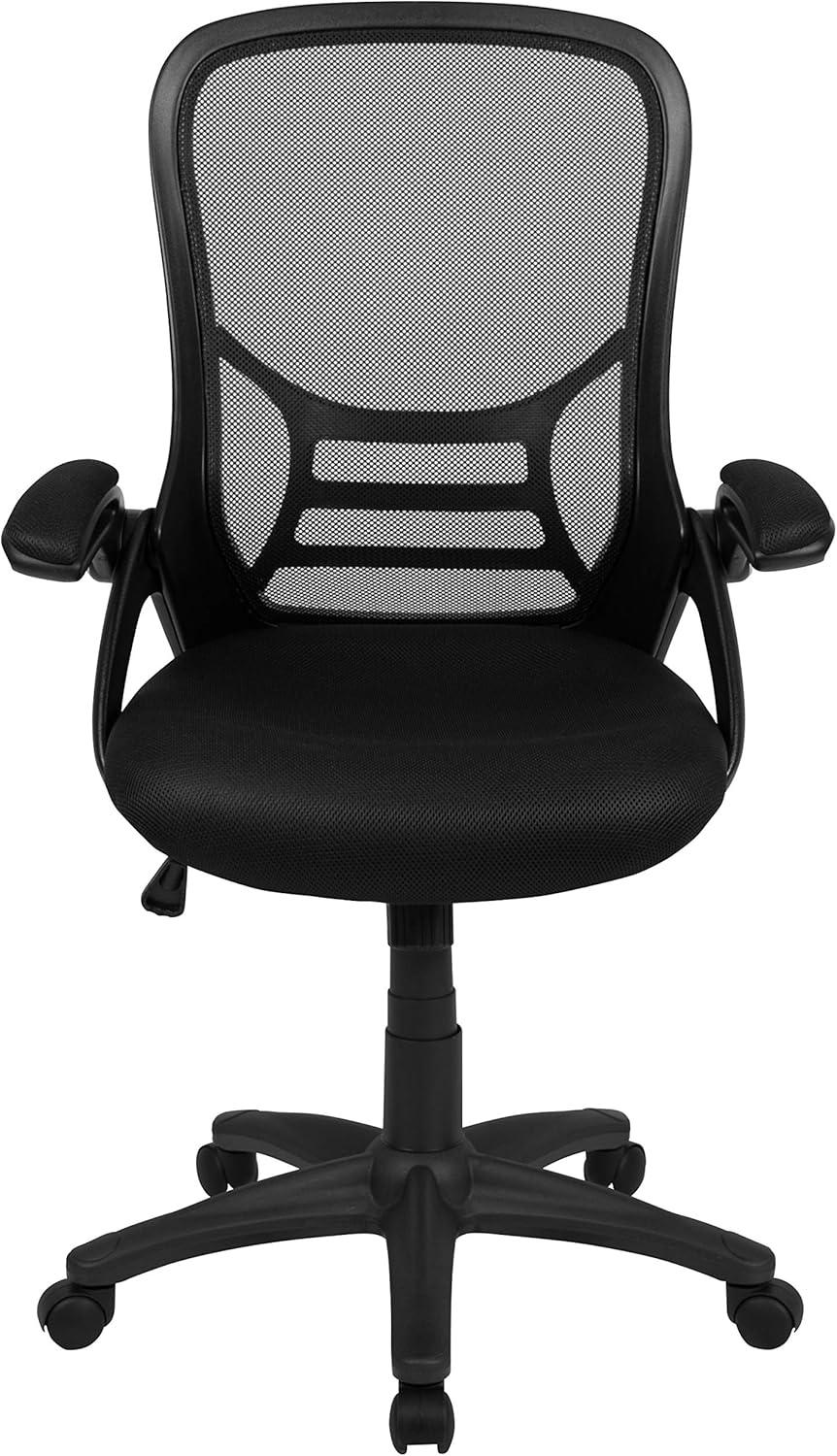 Ergonomic High-Back Black Mesh Swivel Office Chair with Adjustable Arms