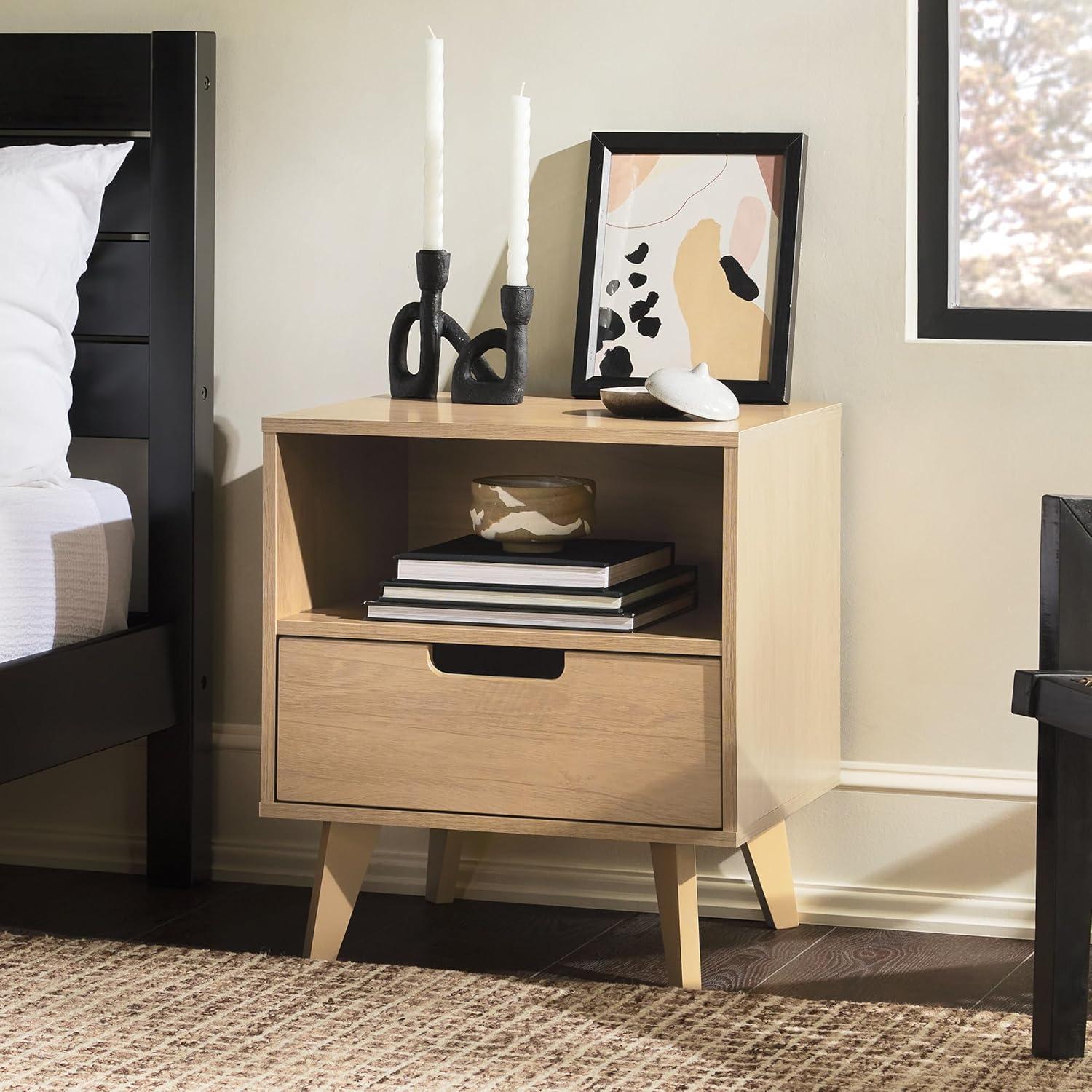 George Oliver Antoinette Modern 1-Drawer Nightstand with Open Cubby - Riviera