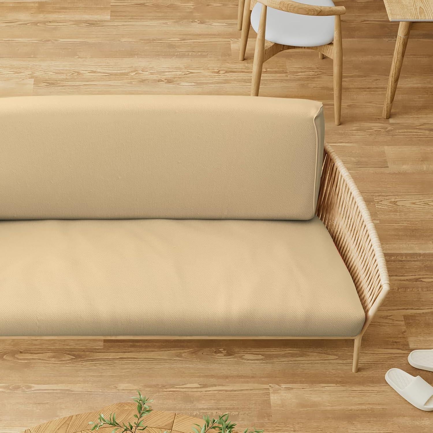 MoNiBloom Solid Futon Cover Slipcover Fit 6"- 8" Futon Mattresses Khaki, Twin Size 39x75 Inch