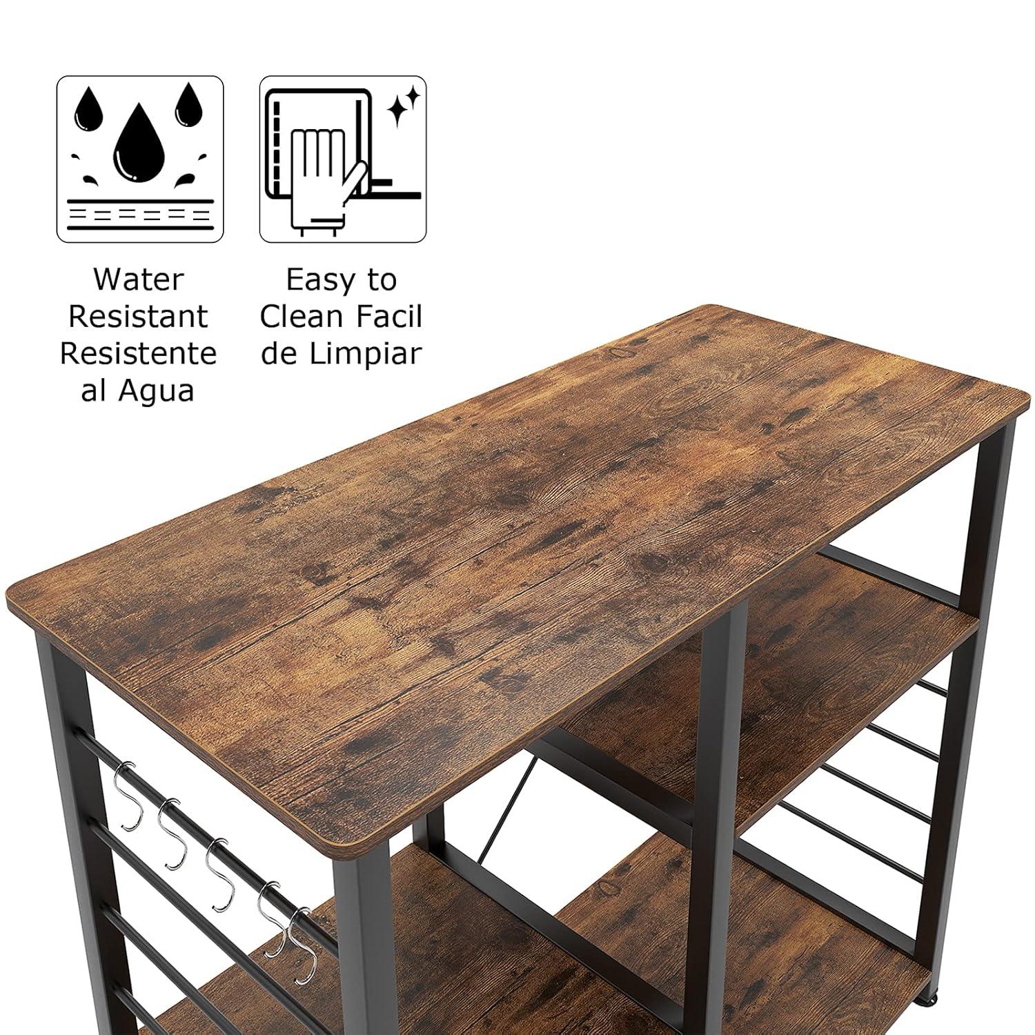 DlandHome Microwave Cart Stand 35.4 inches, Kitchen Baker's Rack Utility Storage Shelf Microwave Stand 3-Tier x 3-Tier for Spice Rack Organizer Workstation Shelf, Vintage