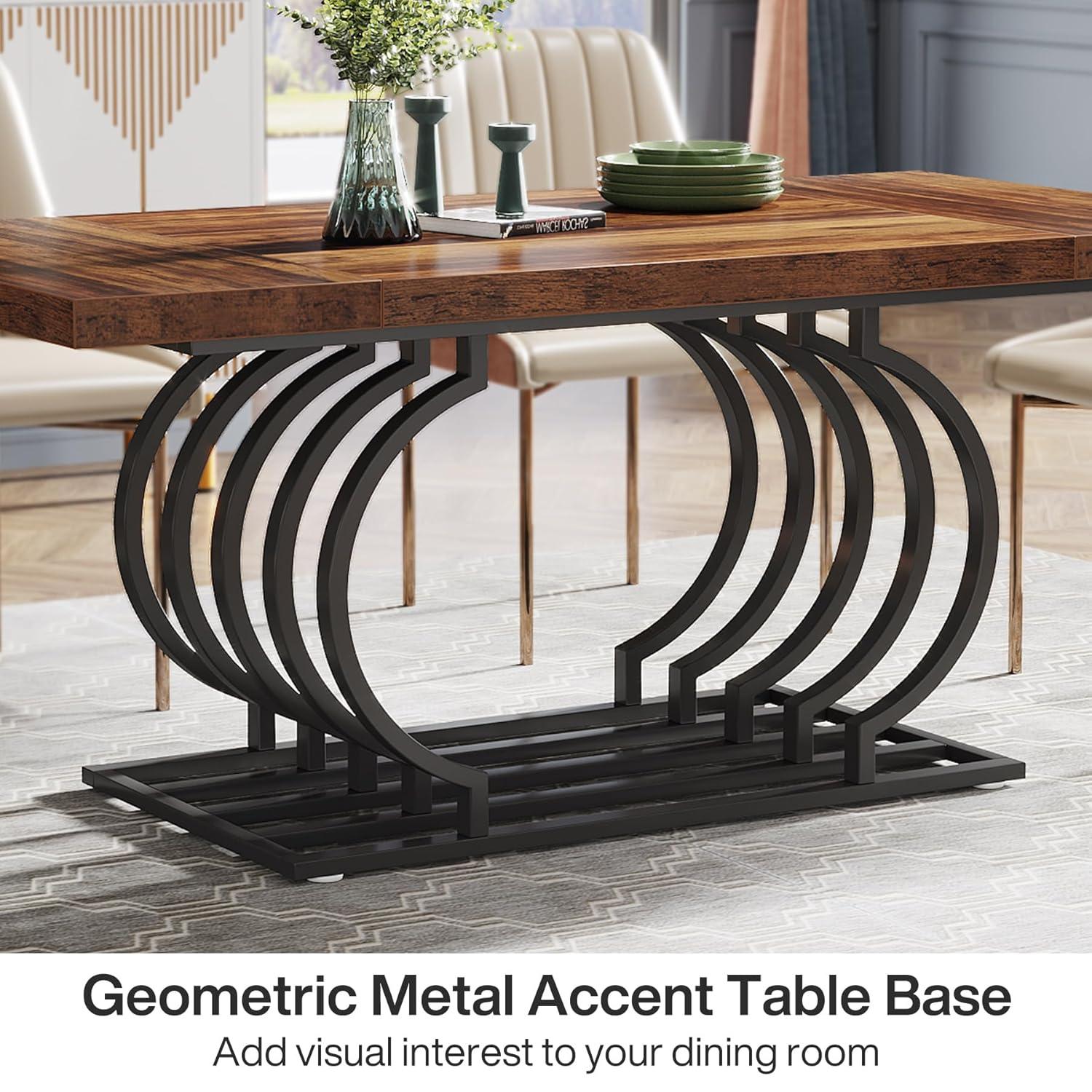 Everly Quinn Hausner 63" Dining Table, Faux Marble Top