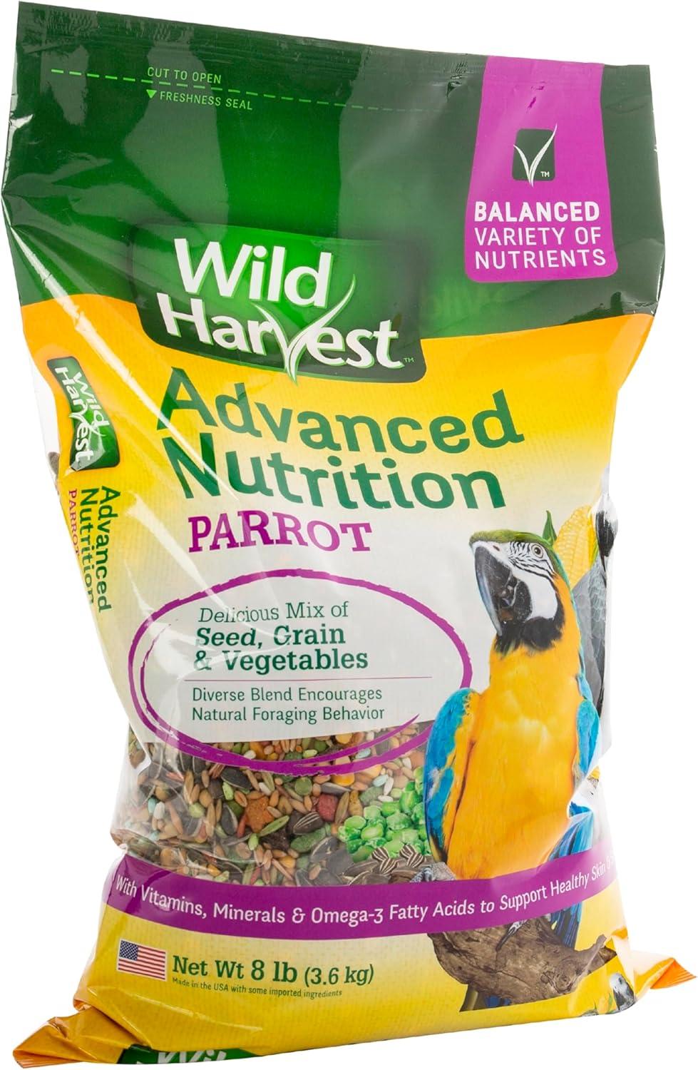 Wild Harvest Parrot Advanced Nutrition Diet Dry Bird Food, 8 lbs