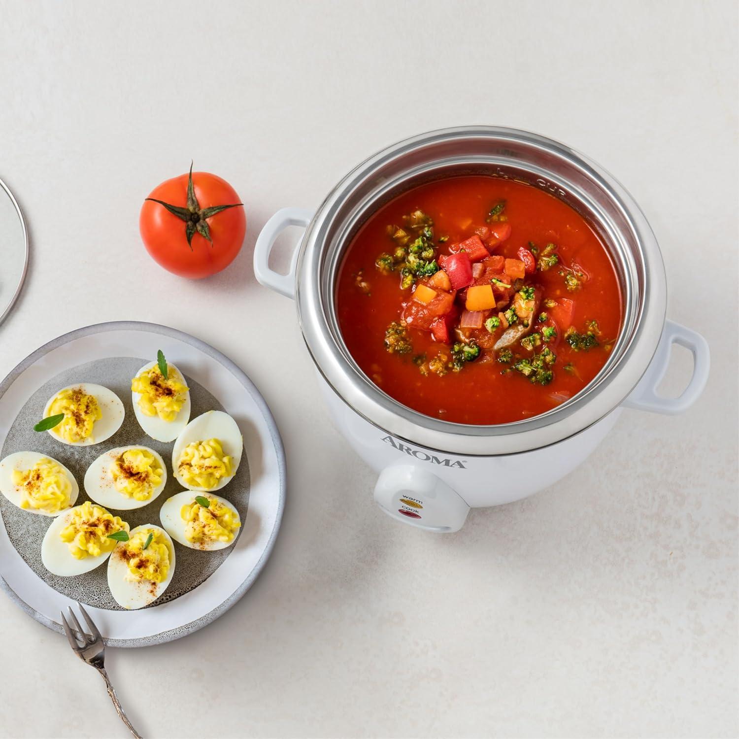 Aroma AROMA® Select Stainless® Pot Style Rice Cooker, 3-Cup (Uncooked) / 6-Cup (Cooked), Stainless Steel Inner Pot