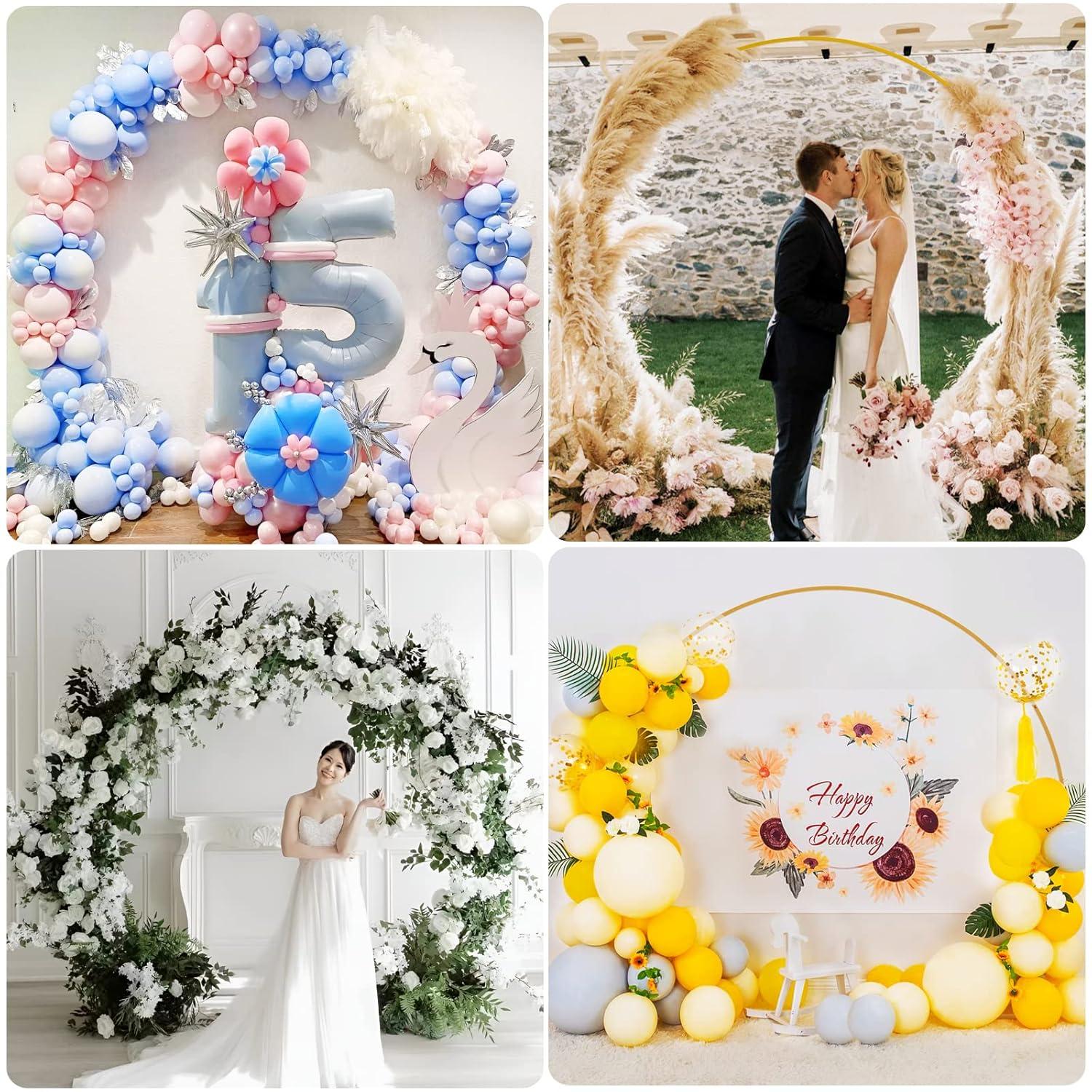 Wokceer Round Backdrop Stand 8FT Gold Wedding Arch Metal Circle Balloon Arch Stand for Birthday Party Wedding Bridal Shower Anniversary Ceremony