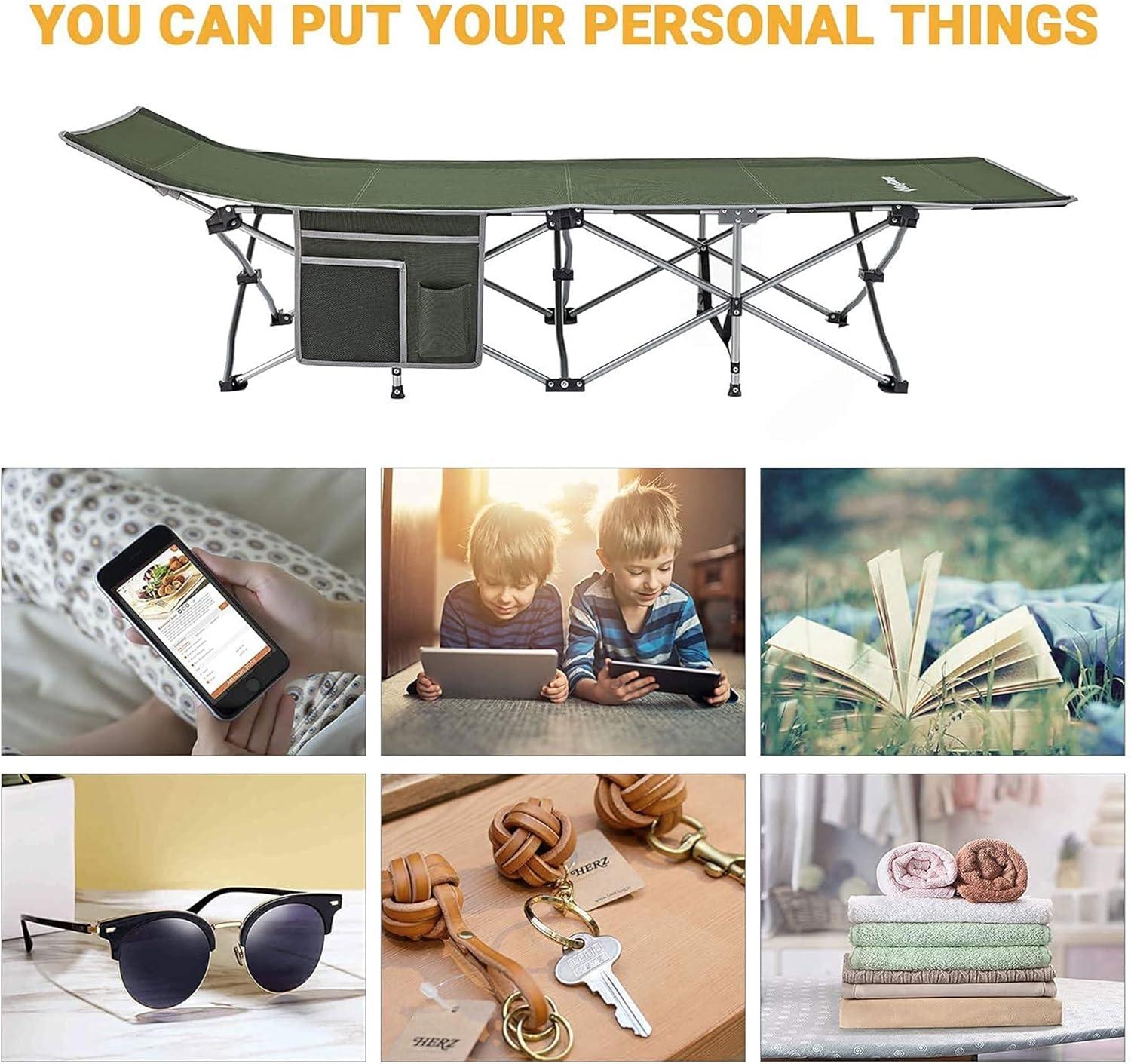 Kingcamp KingCamp Folding Portable Outdoor Camping Cot w/ Multi Layer Side Pocket