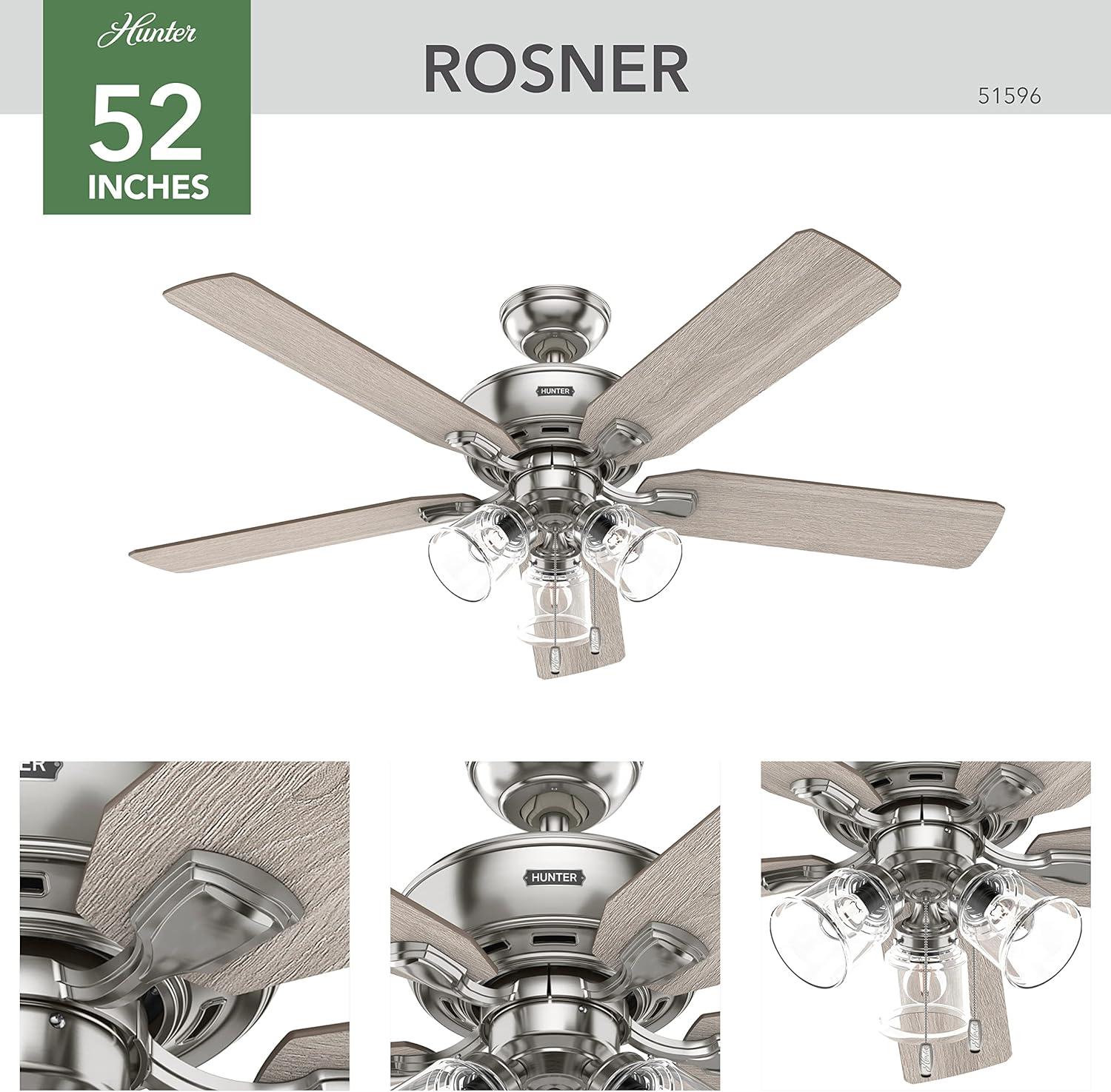 52" Rosner 5 - Blade Ceiling Fan With Lights and Pull Chains