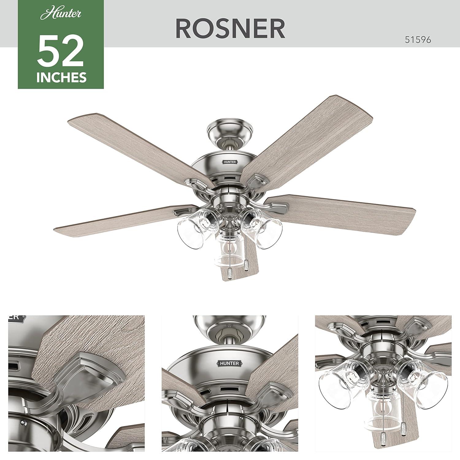 52" Rosner 5 - Blade Ceiling Fan With Lights and Pull Chains