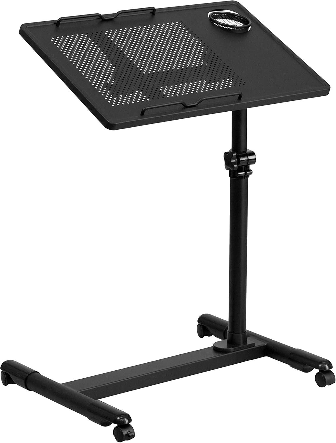 Flash Furniture Black Adjustable Height Steel Mobile Computer Desk