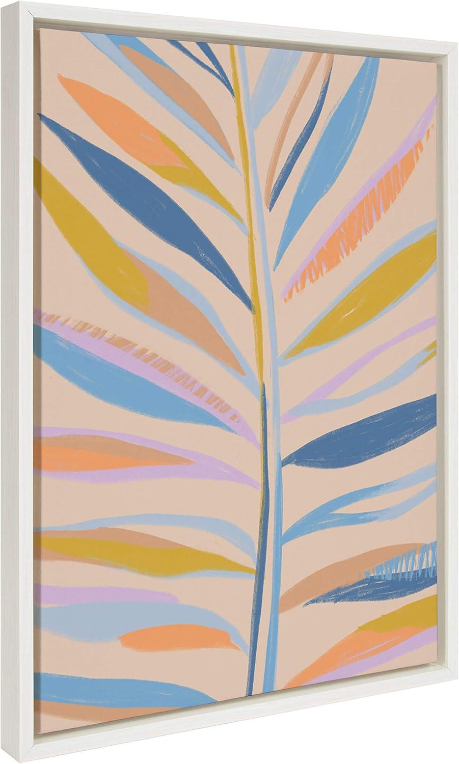 18" x 24" Sylvie Rainbow Palms Framed Canvas By Kasey Free White - DesignOvation