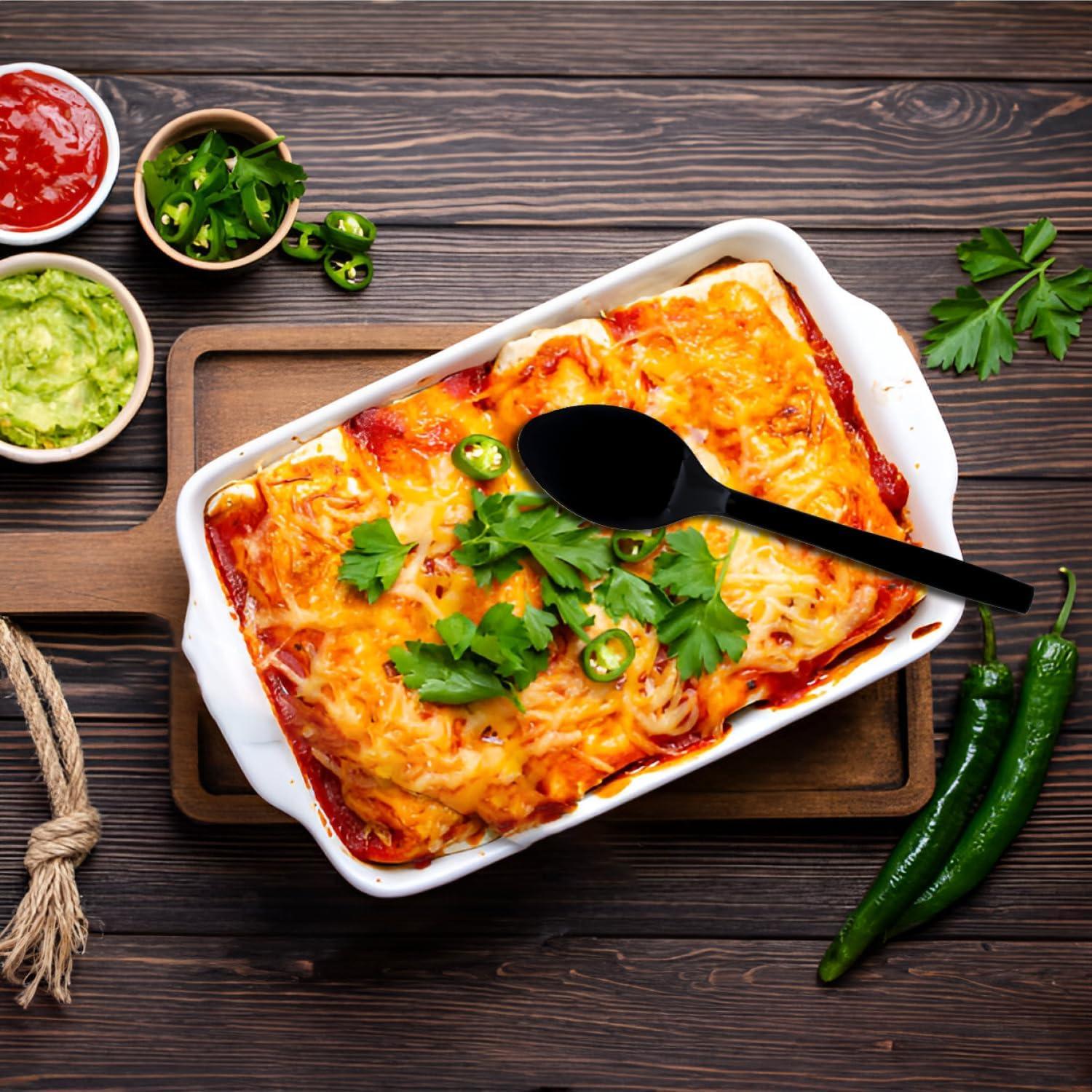 Party Essentials B9S-12/12 Black Plastic Serving Utensil, 9" Serving Spoons, 12 Count