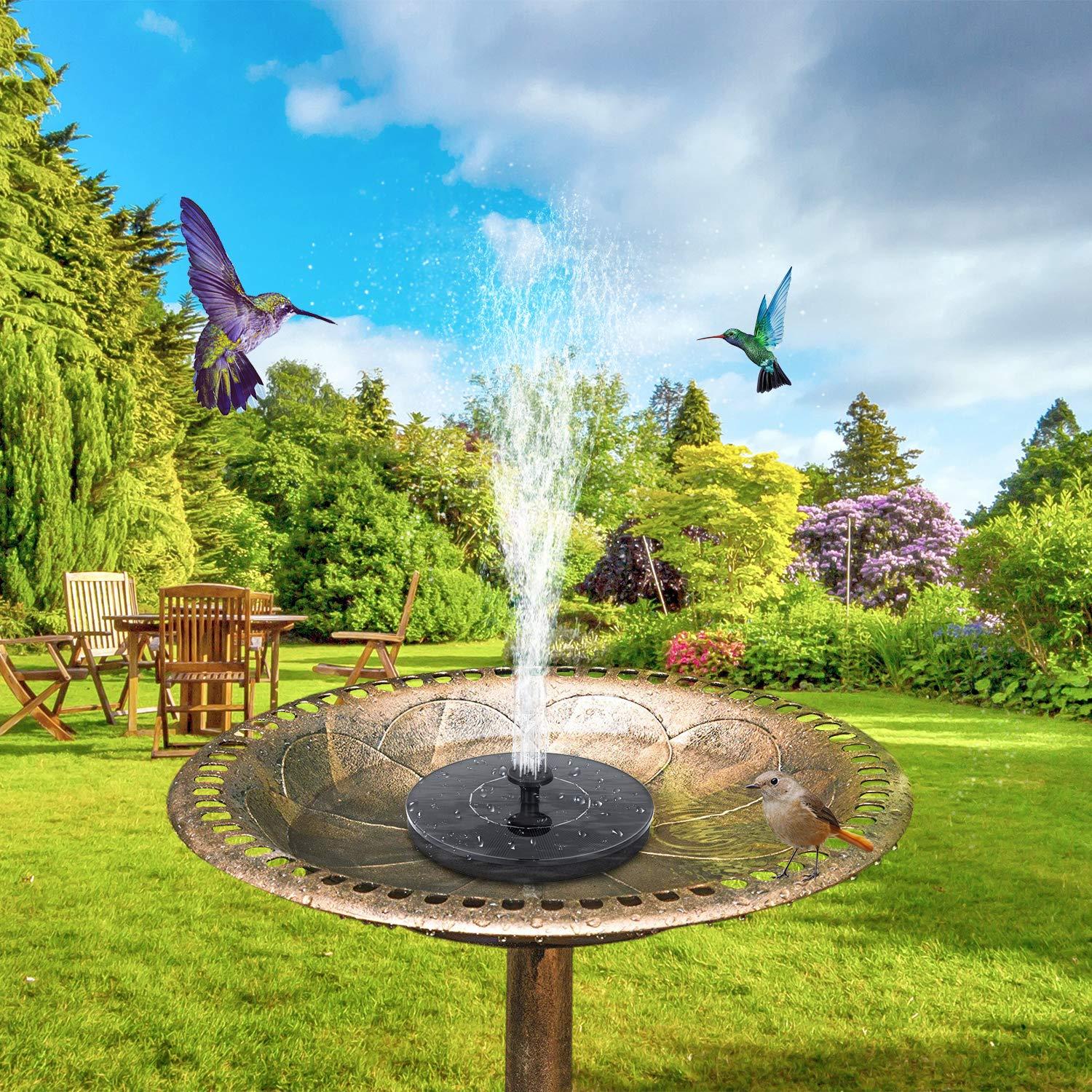 Solar Bird Bath Fountain Pump, Upgrade 3.5W Solar Fountain with 6 Nozzle, Free Standing Floating Solar Powered