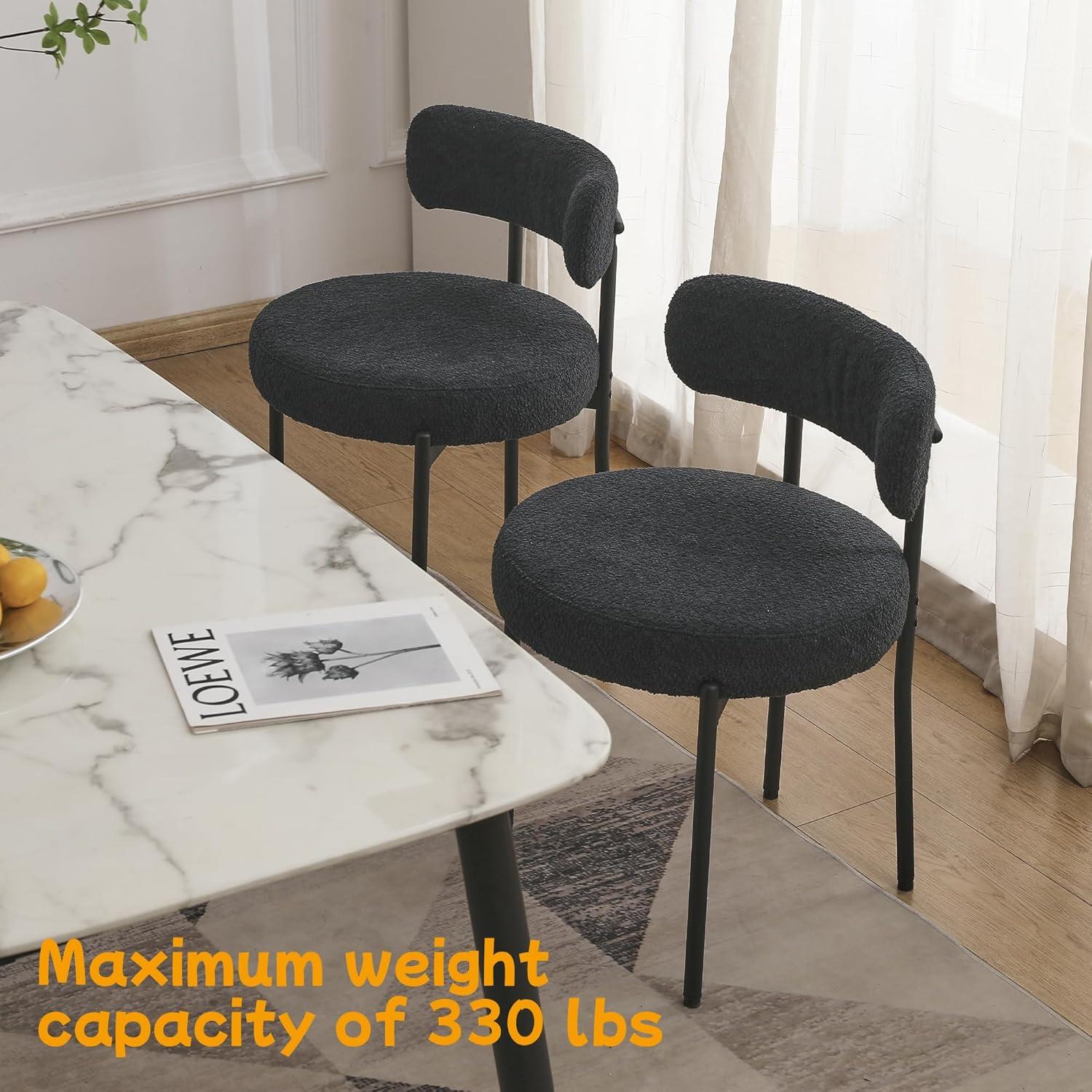 XINMICS White Dining Chairs Boucle Dining Room Chair Set of 2