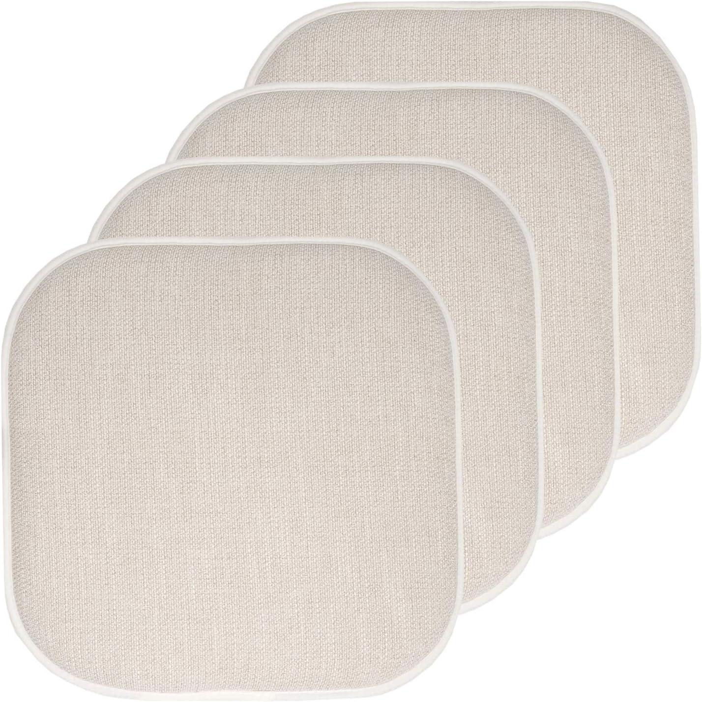 Alexis Memory Foam No Slip Back 16" x 16" Chair Pad Cushion, Linen/Beige, 4 Pack