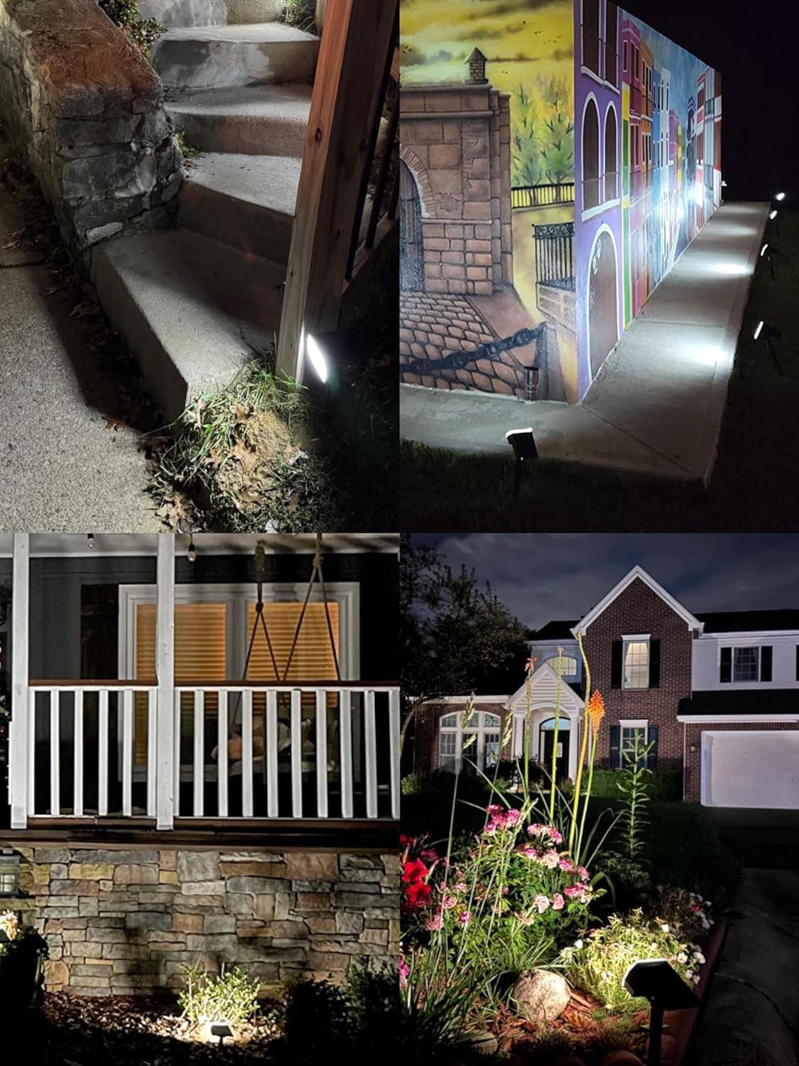 Kaxiida Solar Lights Outdoor Waterproof IP68, 3 Lighting Models Solar Powered Spot Lights Outdoor, 56LED Solar Lights Dusk to Dawn for Yard Patio Garden Pathway Landscape Lighting C80