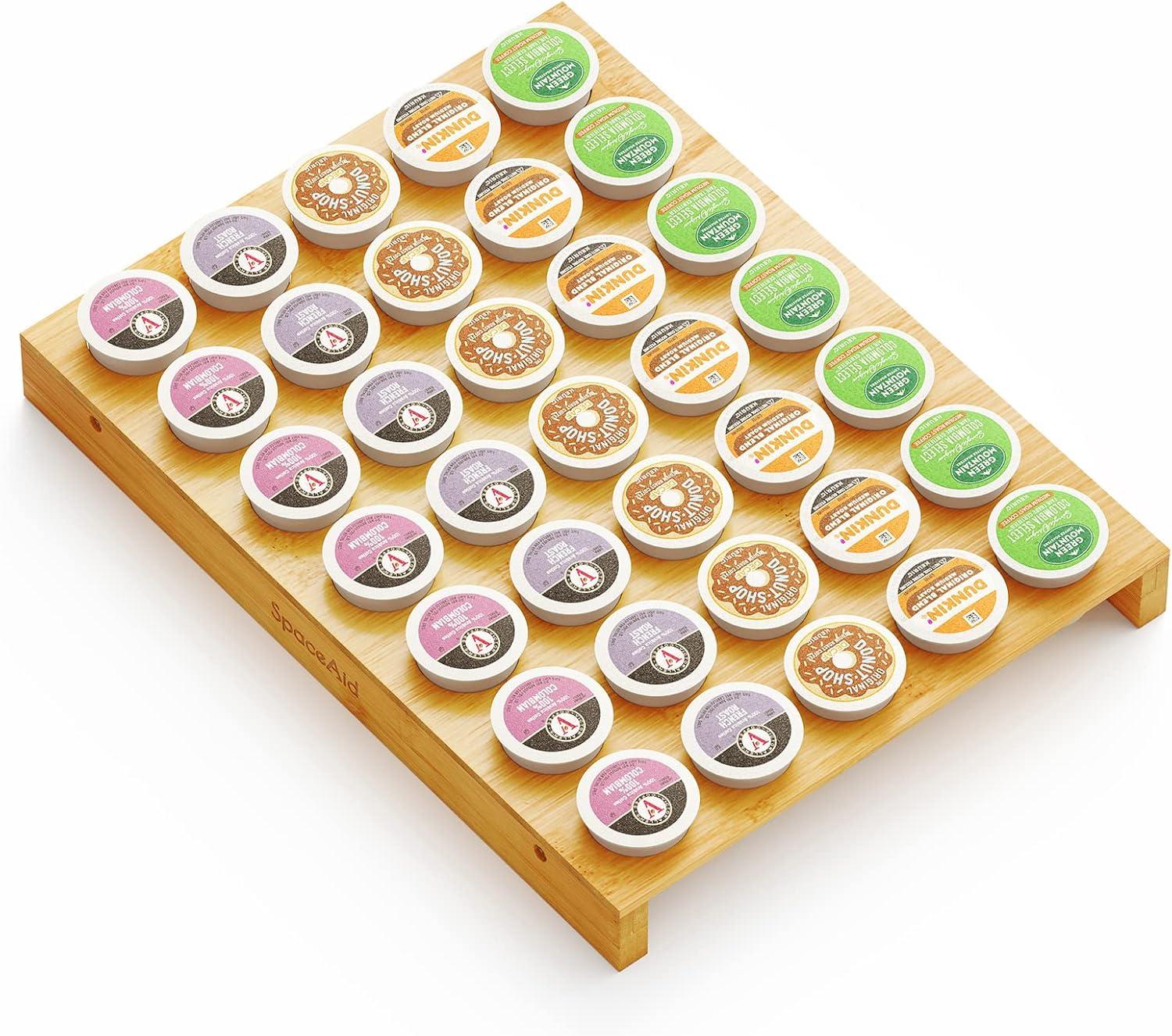 Bamboo 35-Slot K-Cup Coffee Pod Drawer Organizer