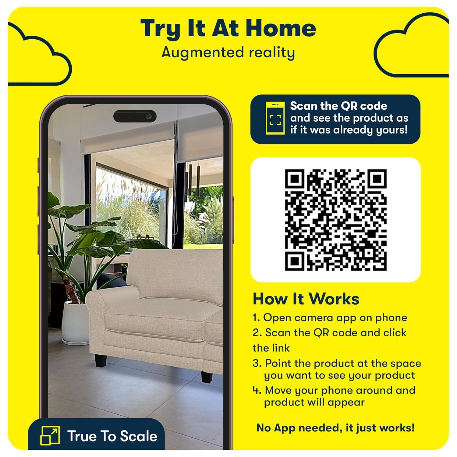 Serta Copenhagen 73" Rolled Arm Sofa, Easy Care Fabric, Soft Pillow Back, Pocket Coil Seat Cushions